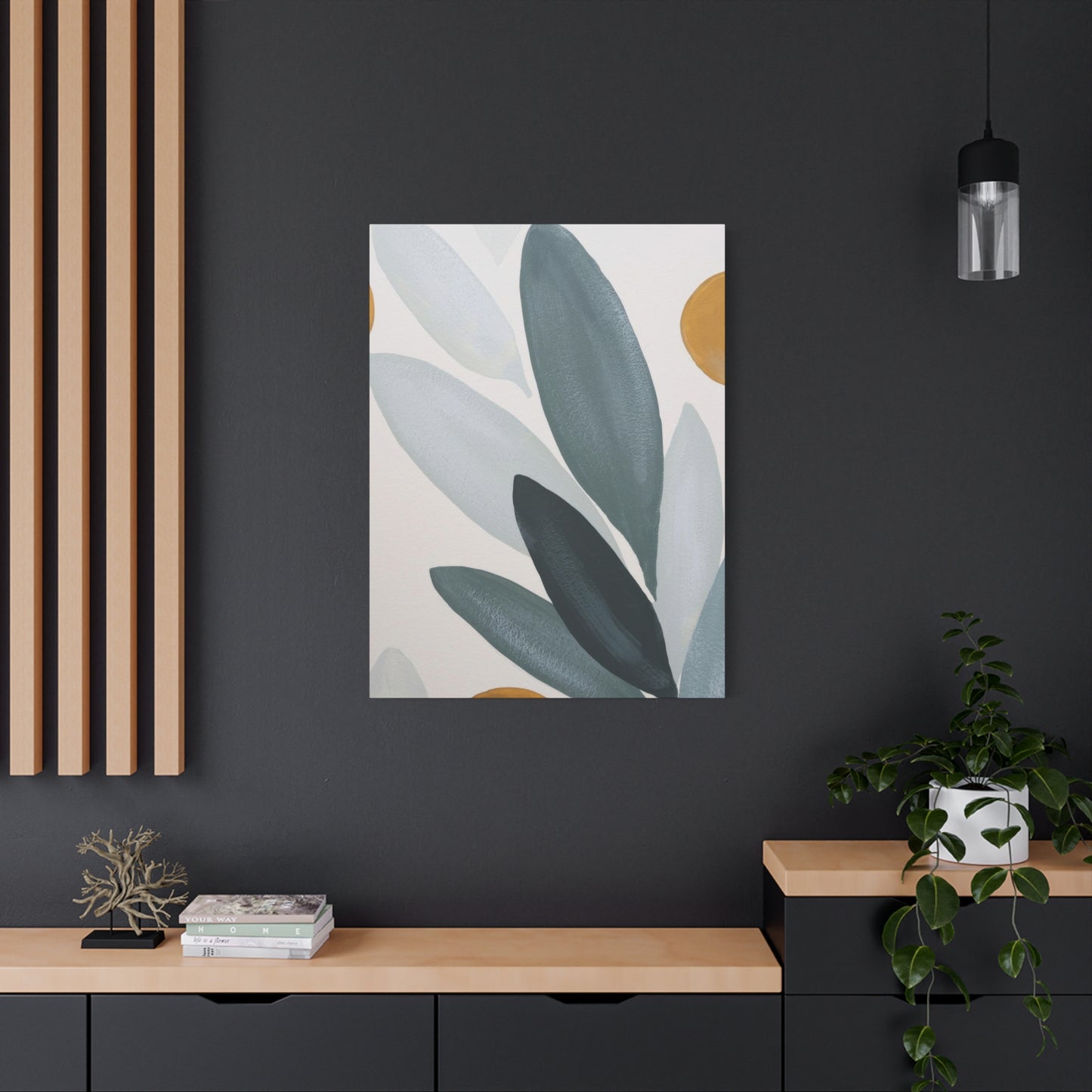 Grey Leaves Deco Wall Art & Canvas Prints
