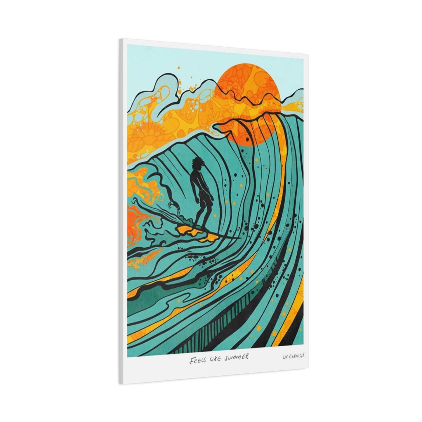Surfing Drawing Wall Art & Canvas Prints