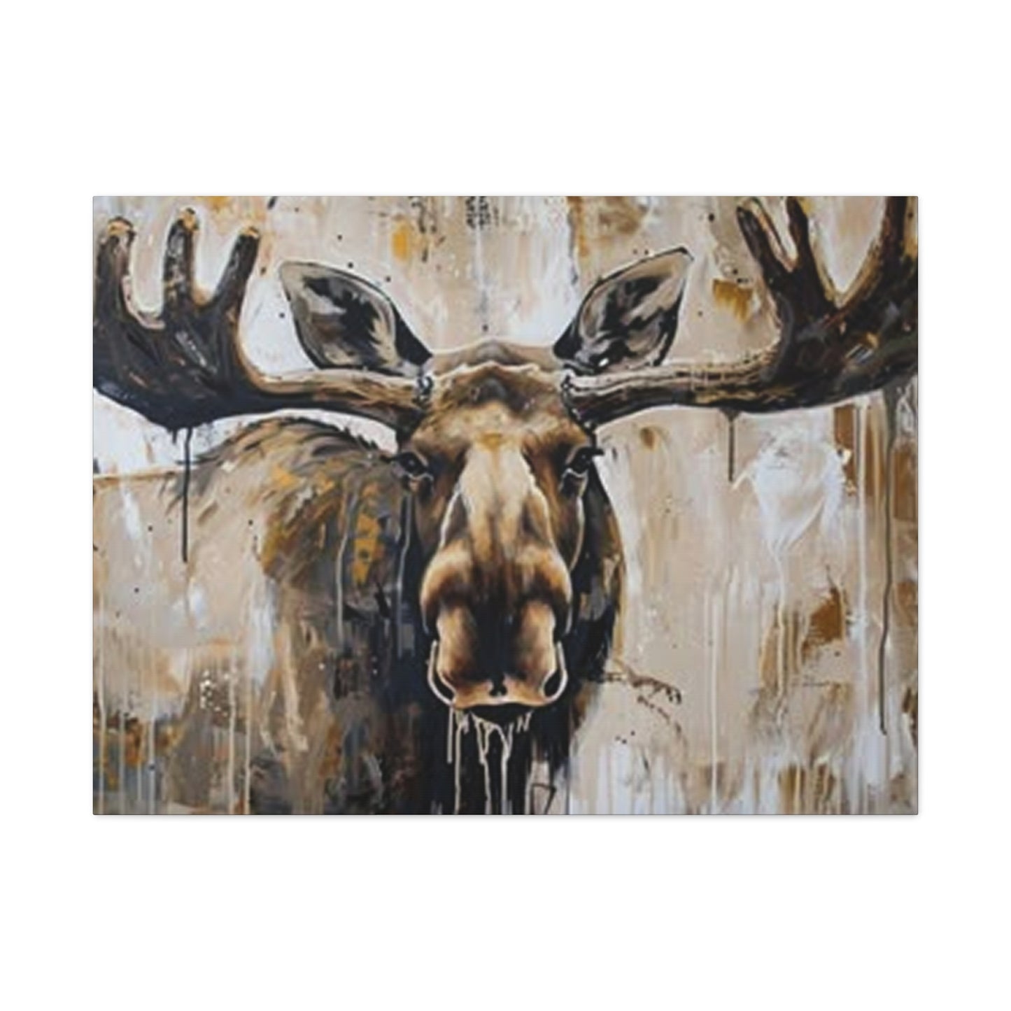 Scary Moose Wildlife Painting Wall Art & Canvas Prints