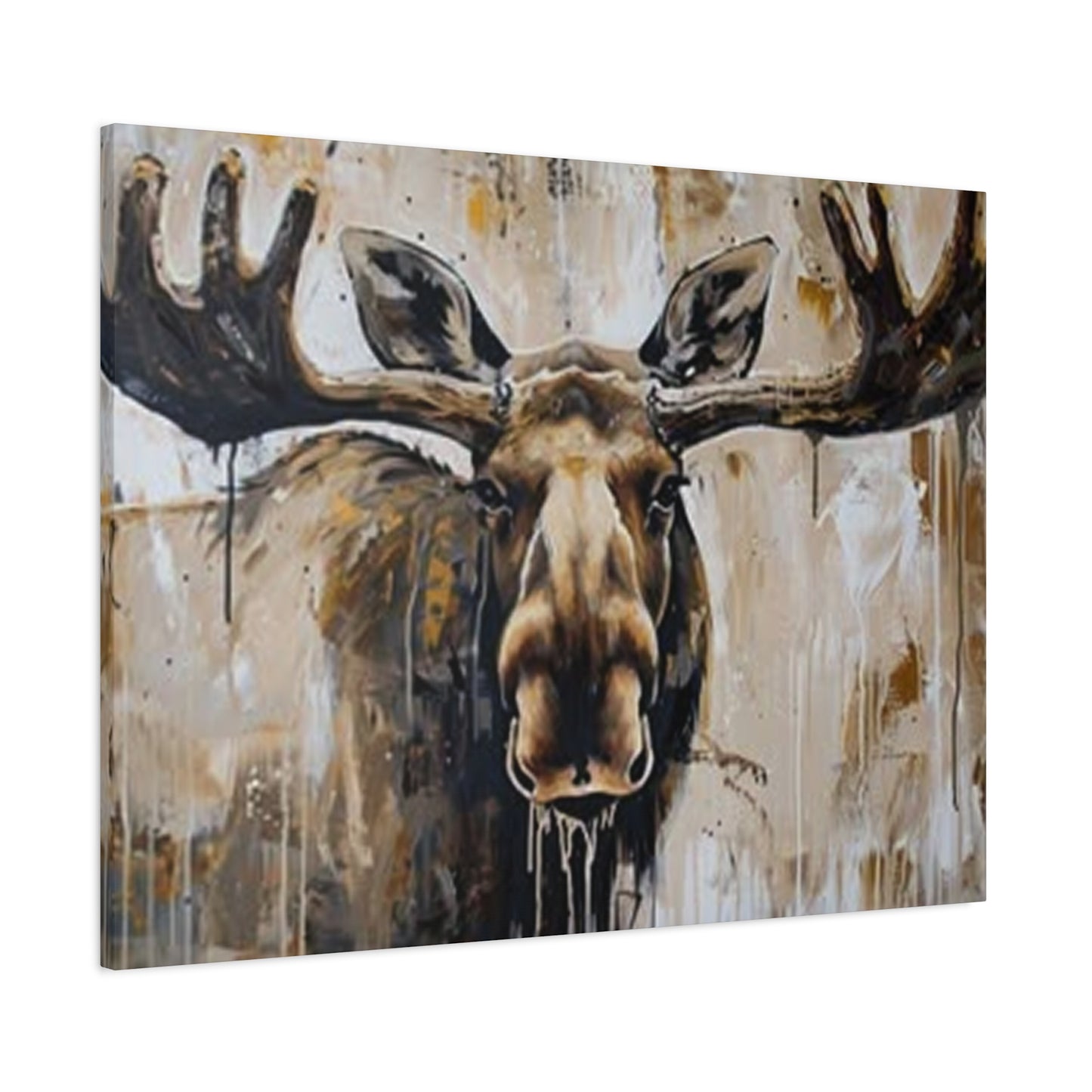 Scary Moose Wildlife Painting Wall Art & Canvas Prints