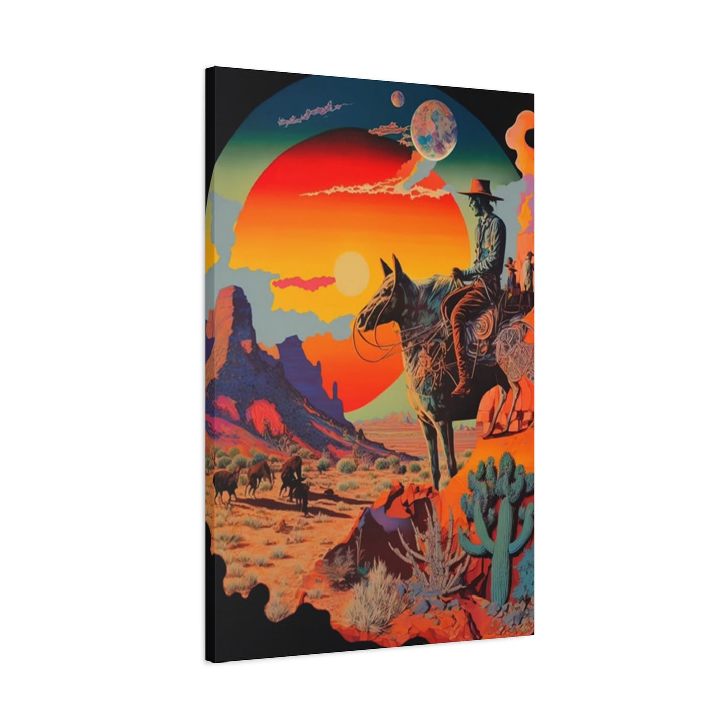 Cowboy In Grand Canyon Of Arizona Wall Art & Canvas Prints