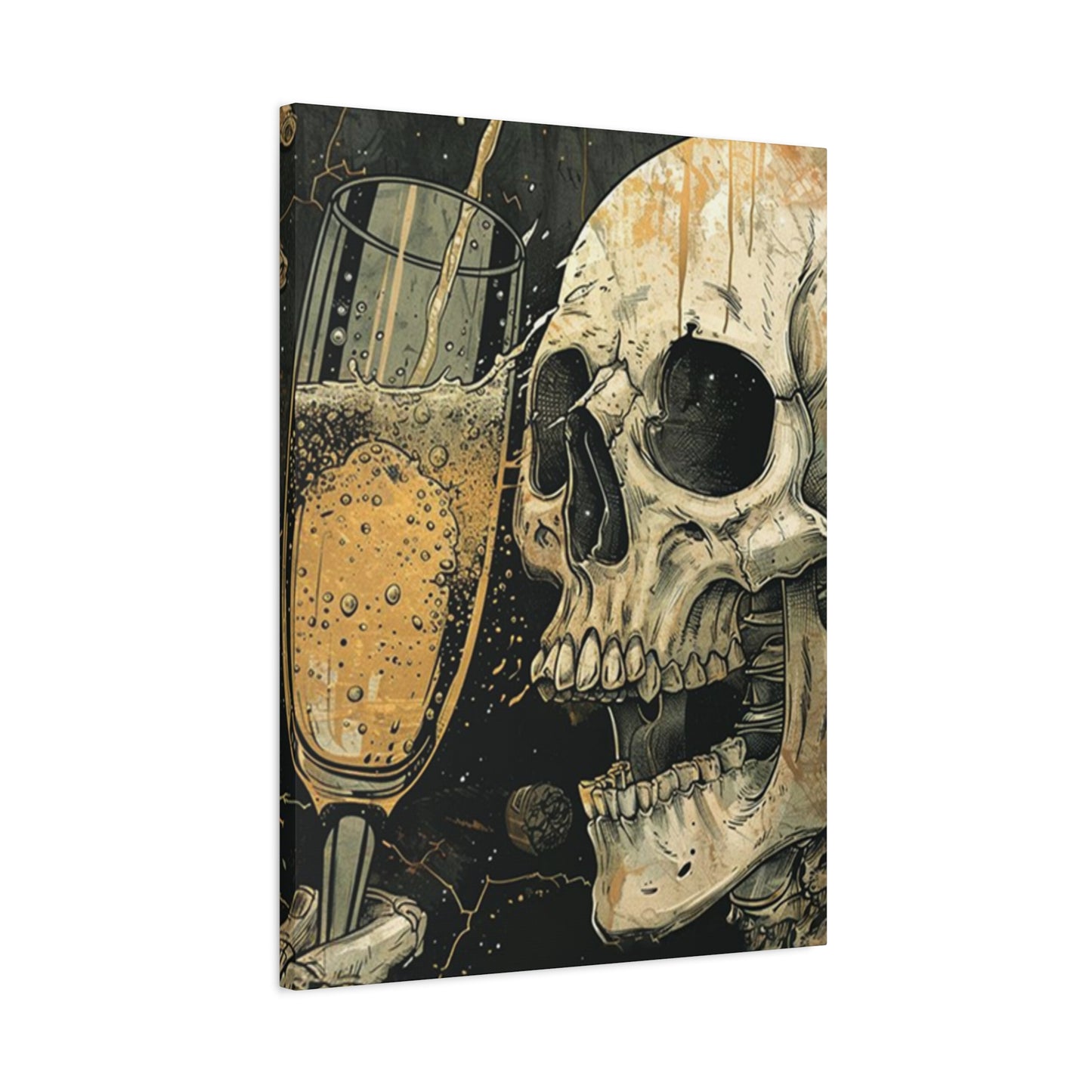 Skull Drinking Poster Wall Art & Canvas Prints