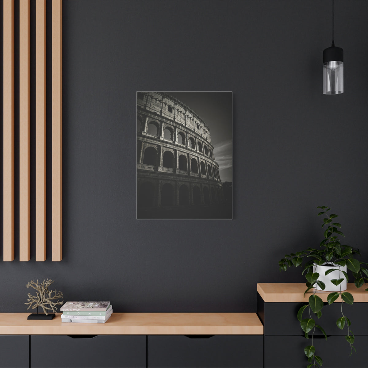 Roman Colosseum Architectural Black & White Wall Art & Canvas Print