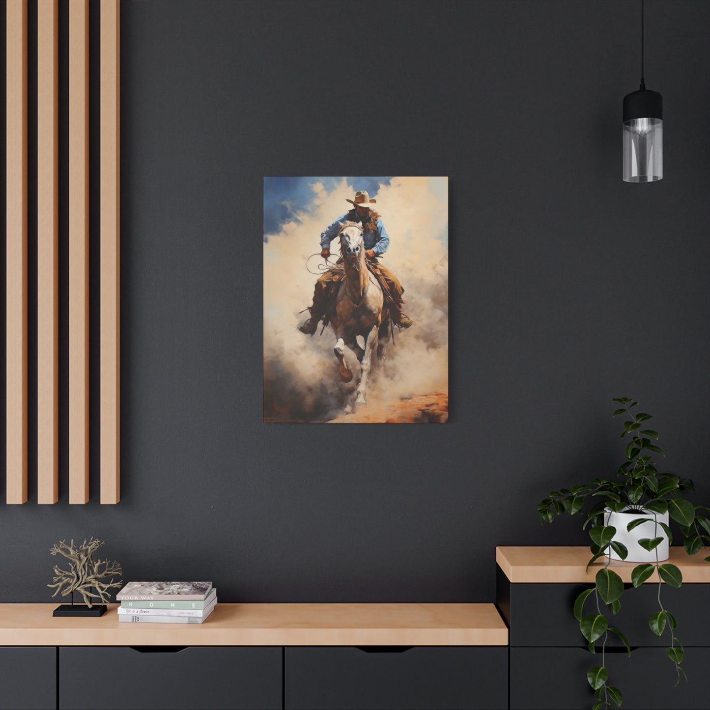Cowboy Speeding With Horse Wall Art & Canvas Prints
