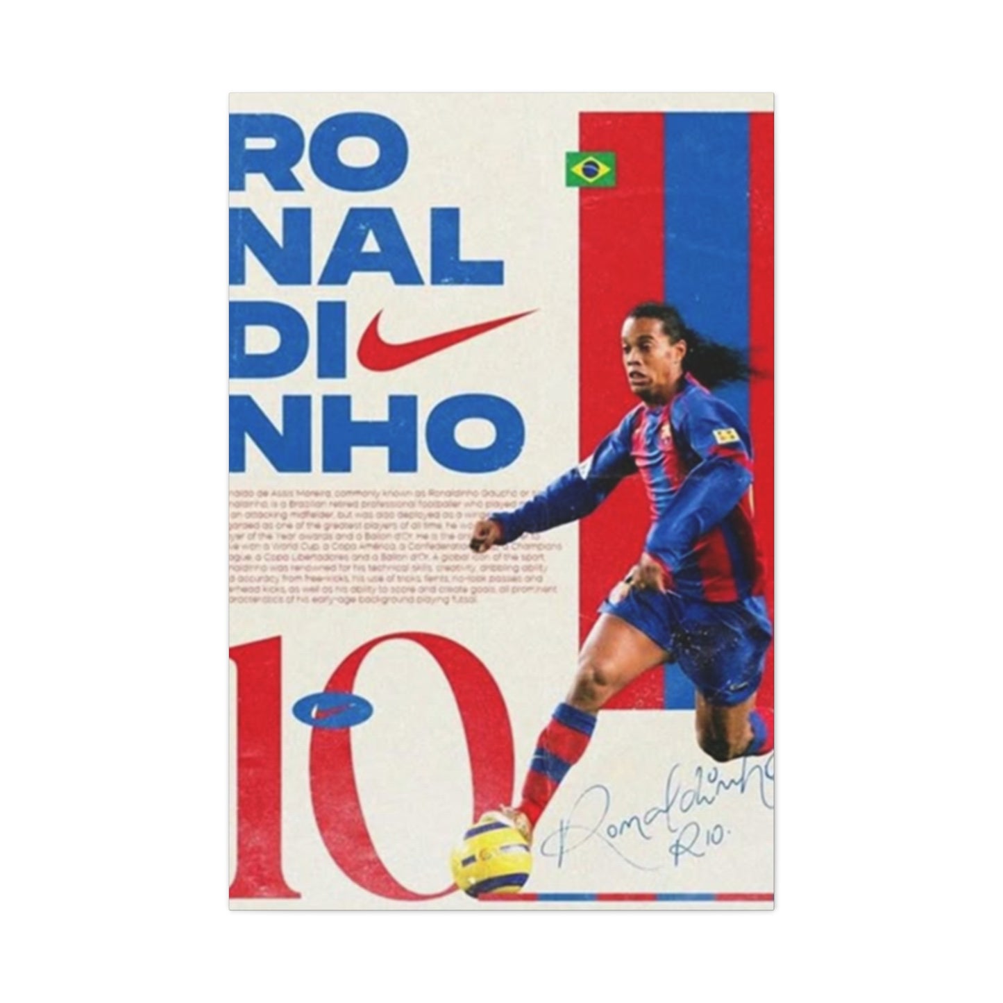 Ronaldinho Playing Soccer Poster Wall Art & Canvas Prints