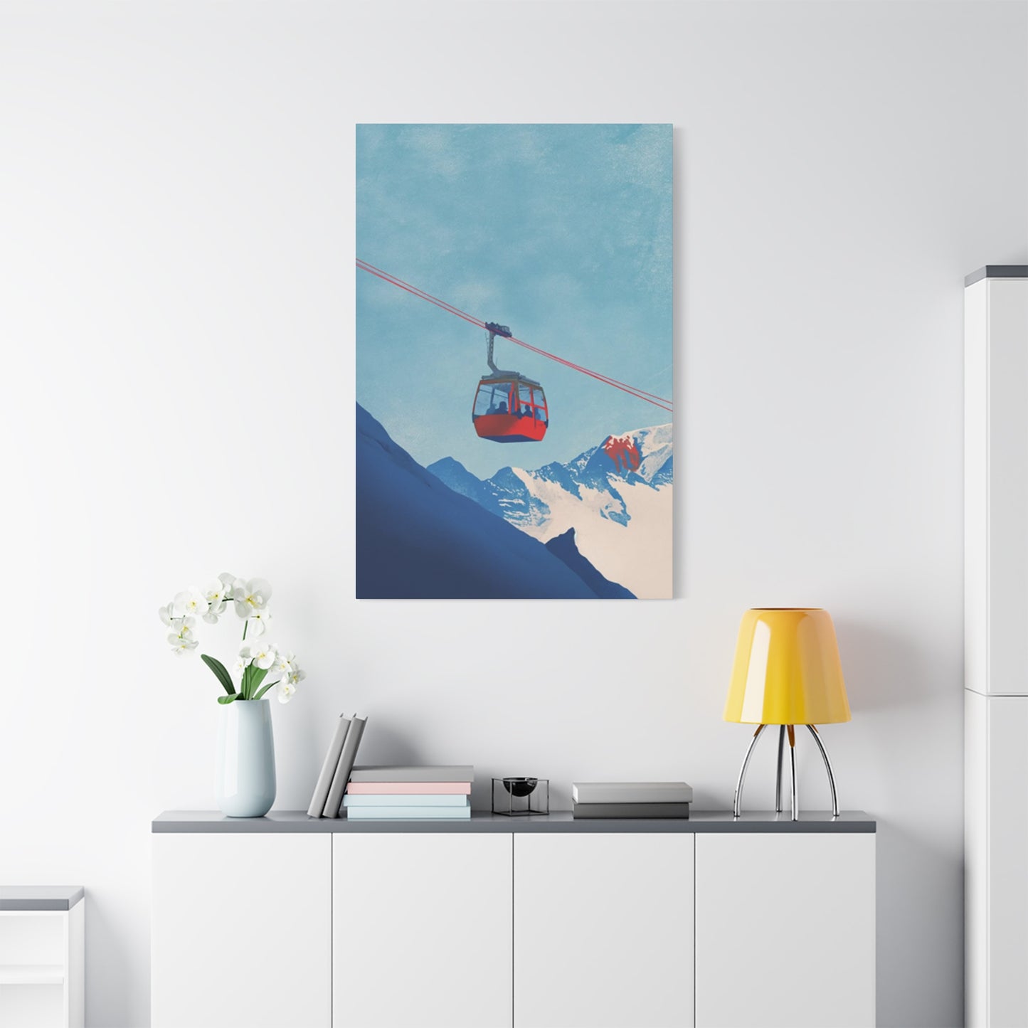 Red Cable Car In Mountain Wall Art & Canvas Prints