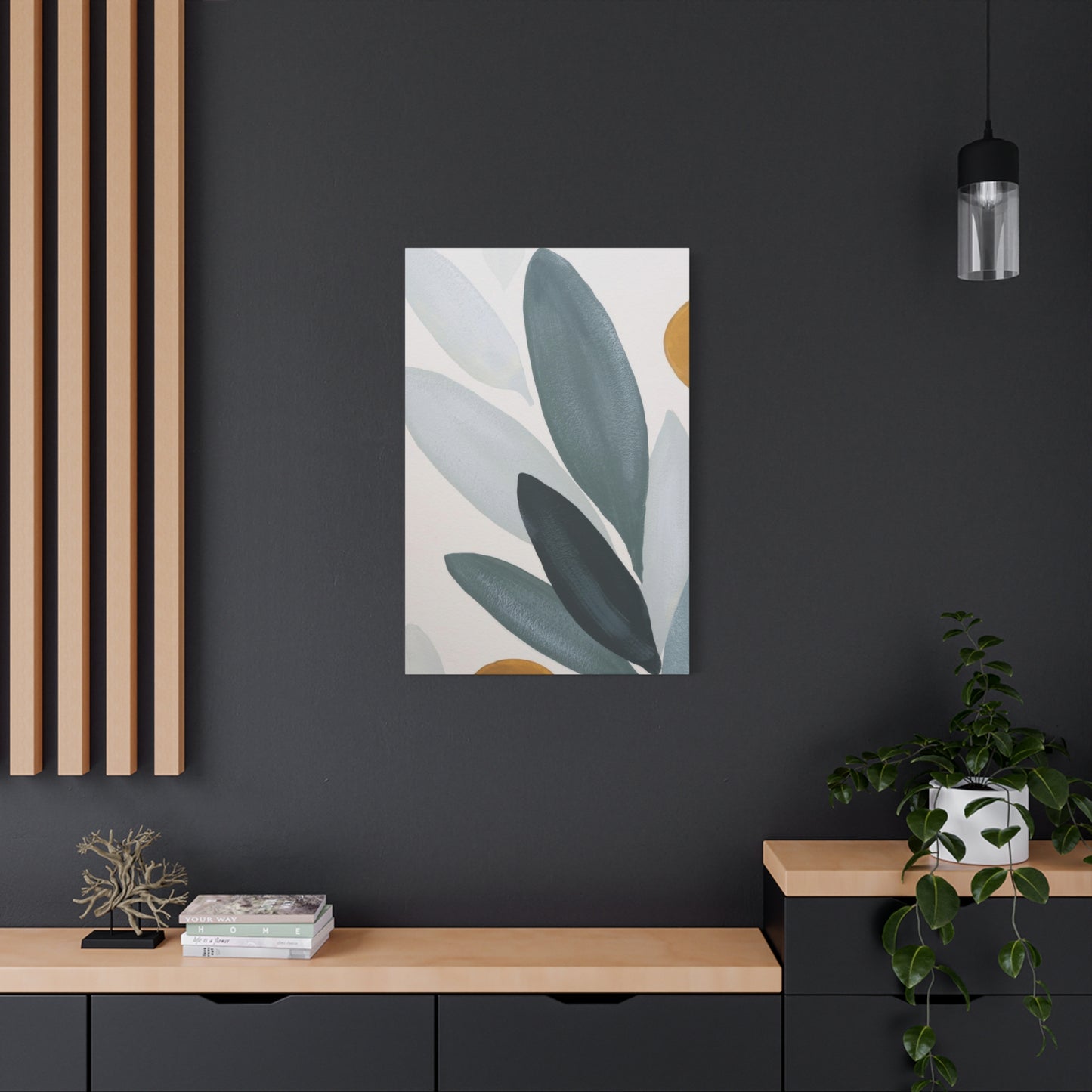 Grey Leaves Deco Wall Art & Canvas Prints