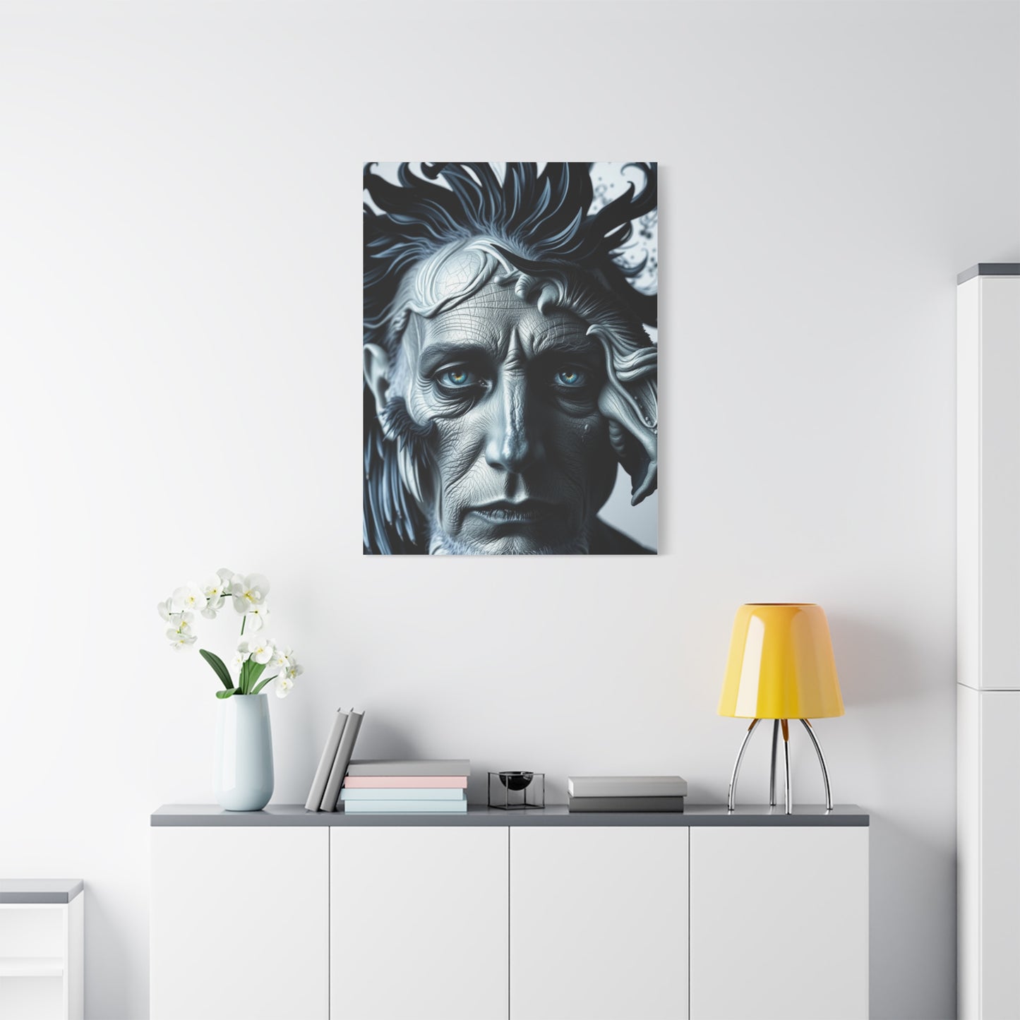Masterpiece Black, White & Blue Art Vision Wall Art & Canvas Print