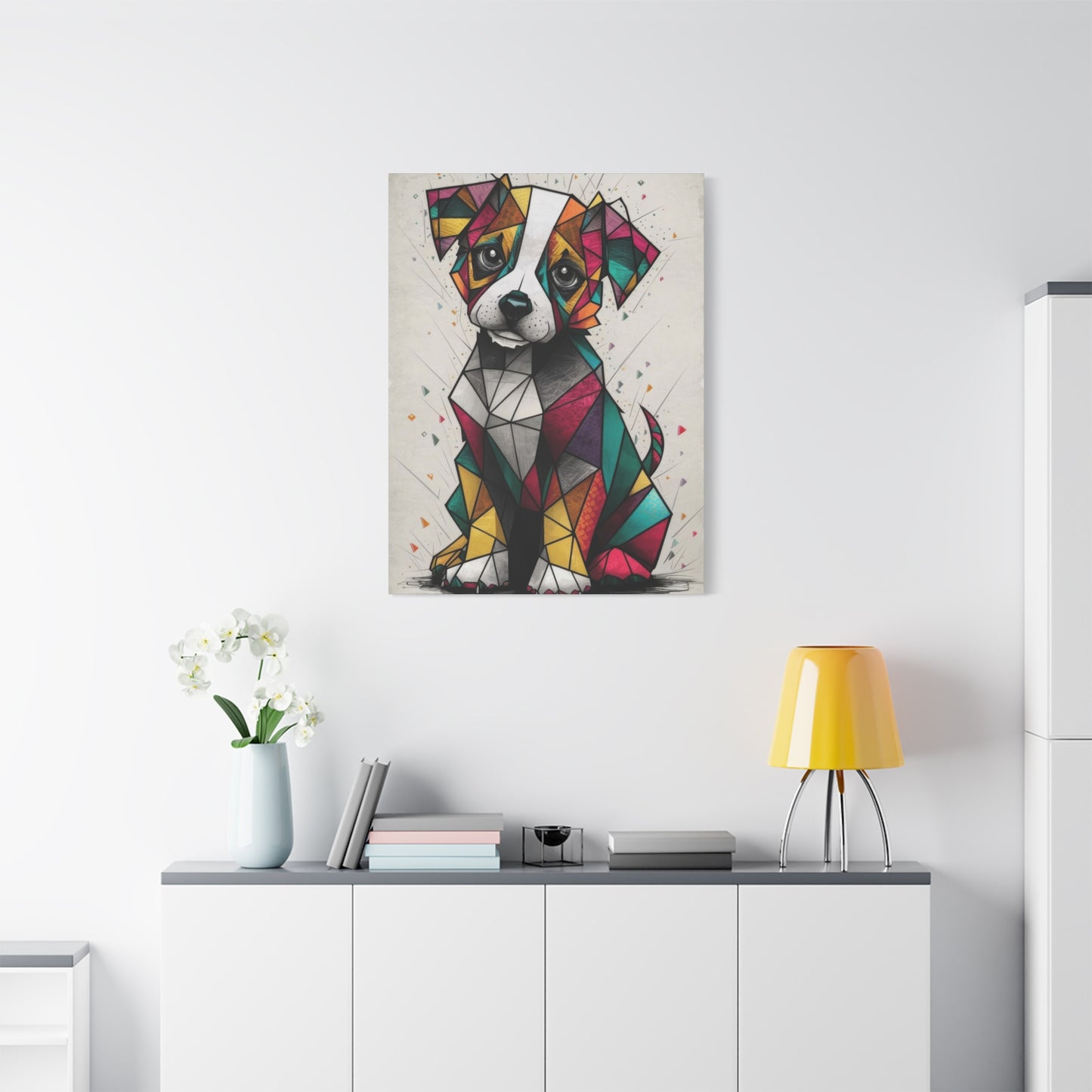 Cute Dog Cubism Wall Art & Canvas Prints
