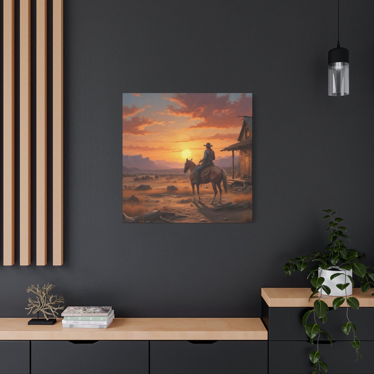 Cowboy At Sunset Wall Art & Canvas Prints