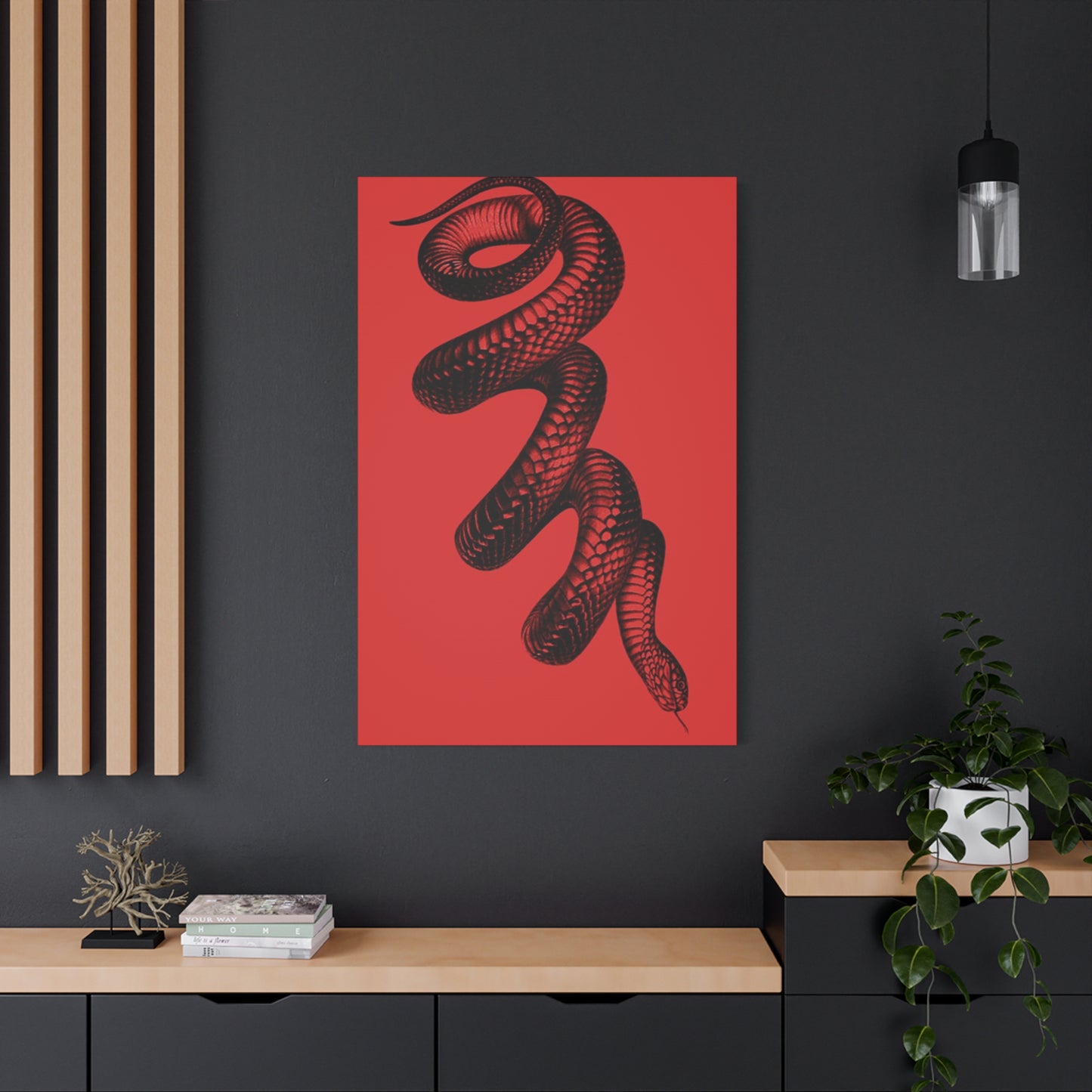 Snake On Red Wall Art & Canvas Prints