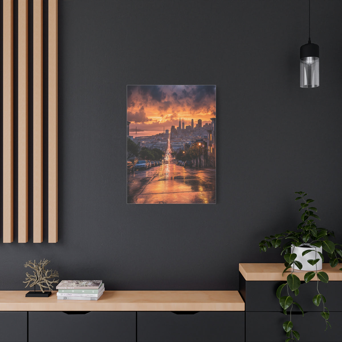 San Francisco Rainy Sunset Cityscape Wall Art & Canvas Print
