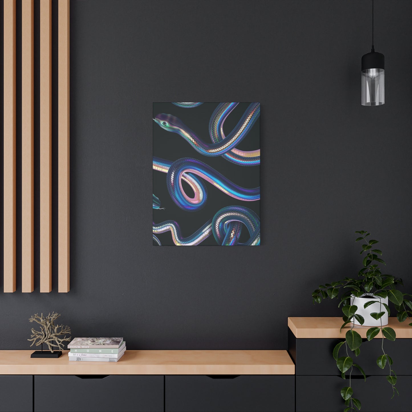 Snake On Black Canvas Wall Art & Canvas Prints