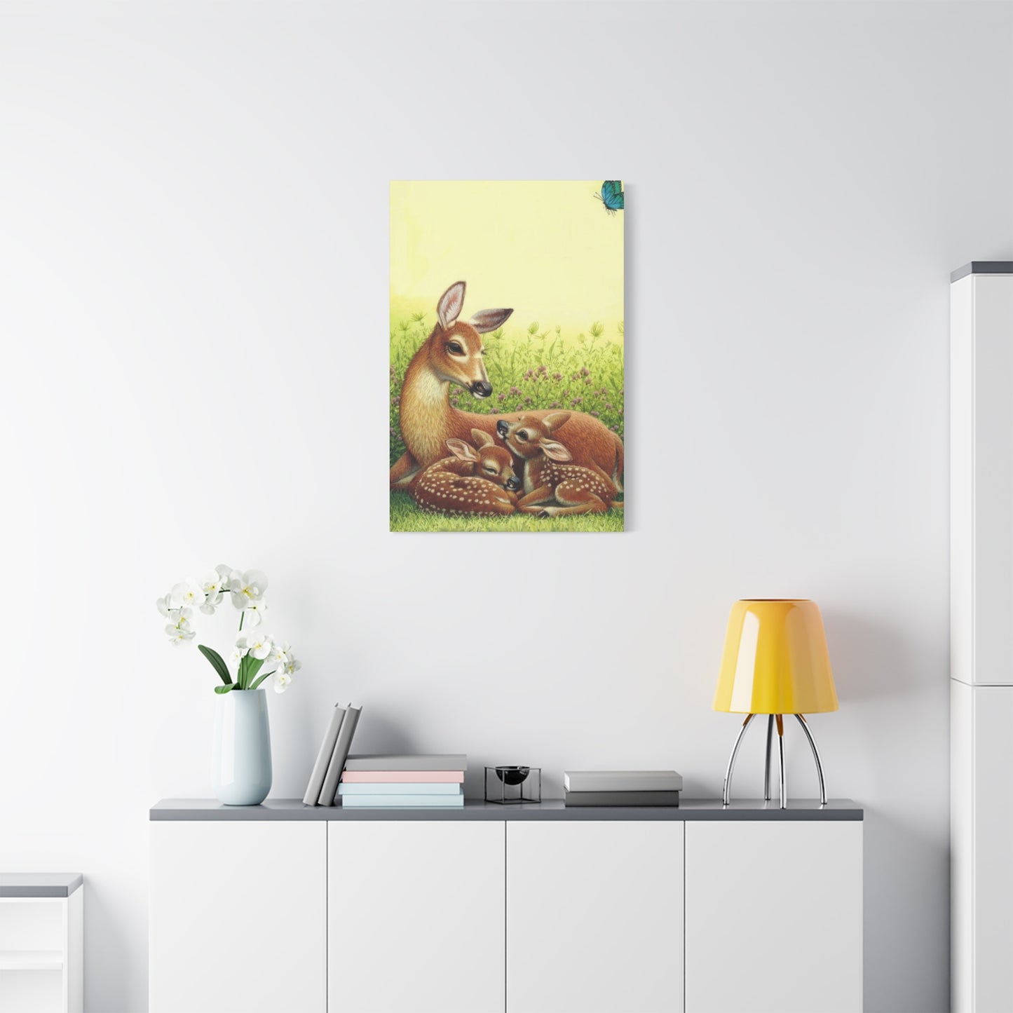 Deer With Its Babies Lying Wall Art & Canvas Prints