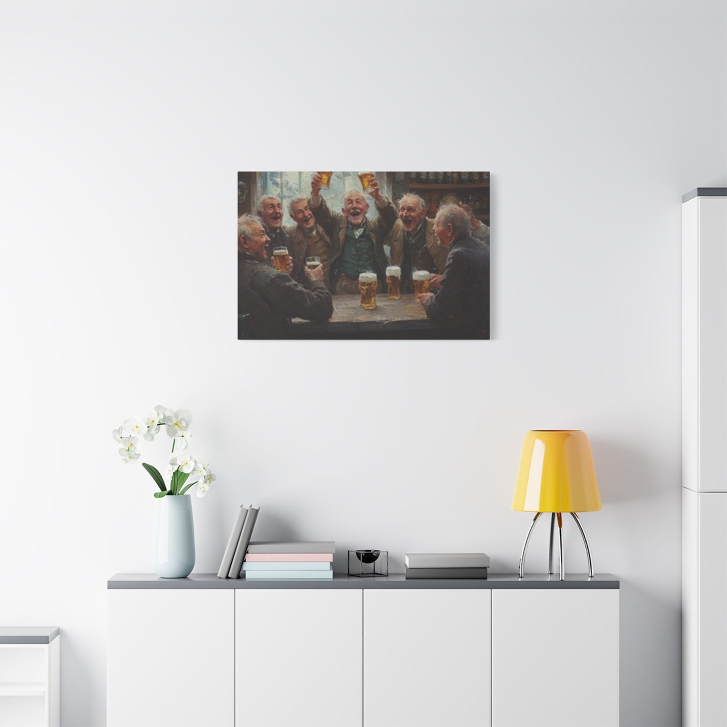Old People Enjoying Drinks Painting Wall Art & Canvas Prints