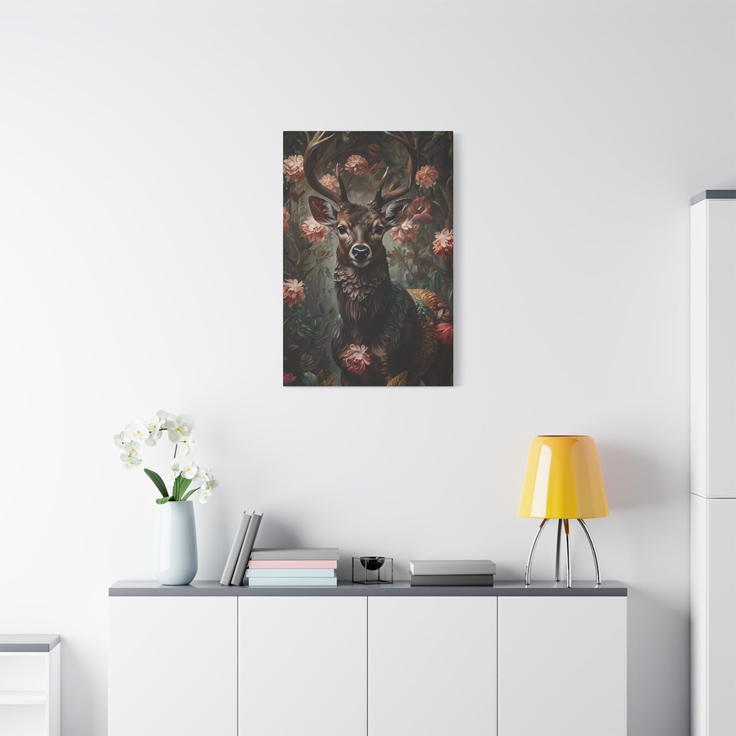 Tropical Flower Reindeer Wall Art & Canvas Prints