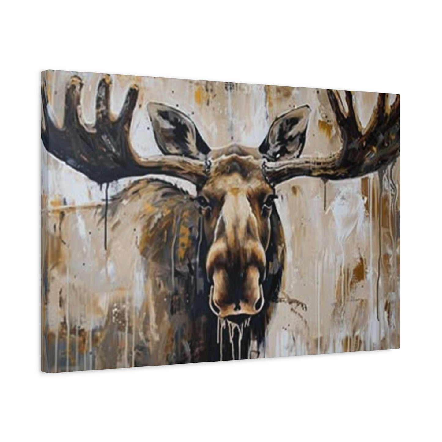 Scary Moose Wildlife Painting Wall Art & Canvas Prints
