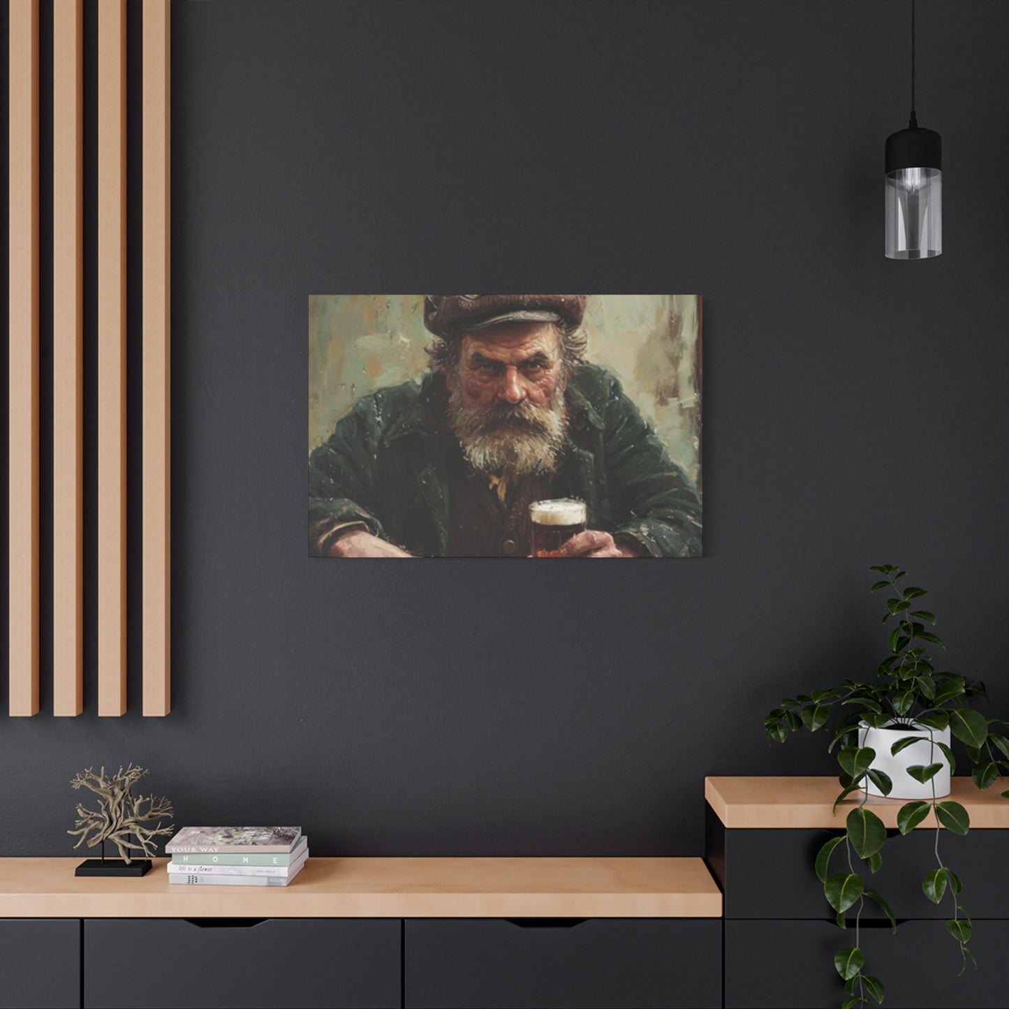 Old Man With A Beer Painting Wall Art & Canvas Prints