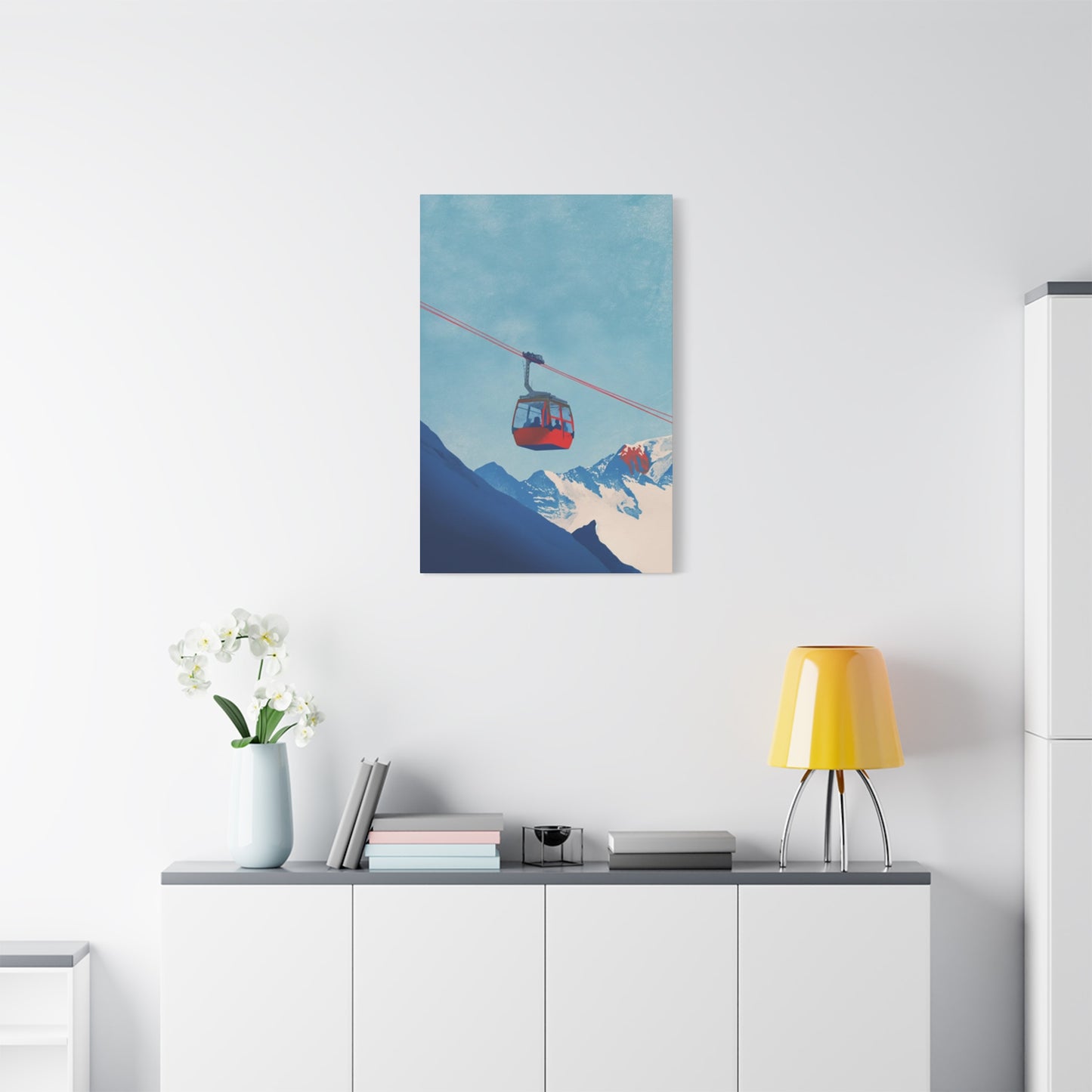 Red Cable Car In Mountain Wall Art & Canvas Prints