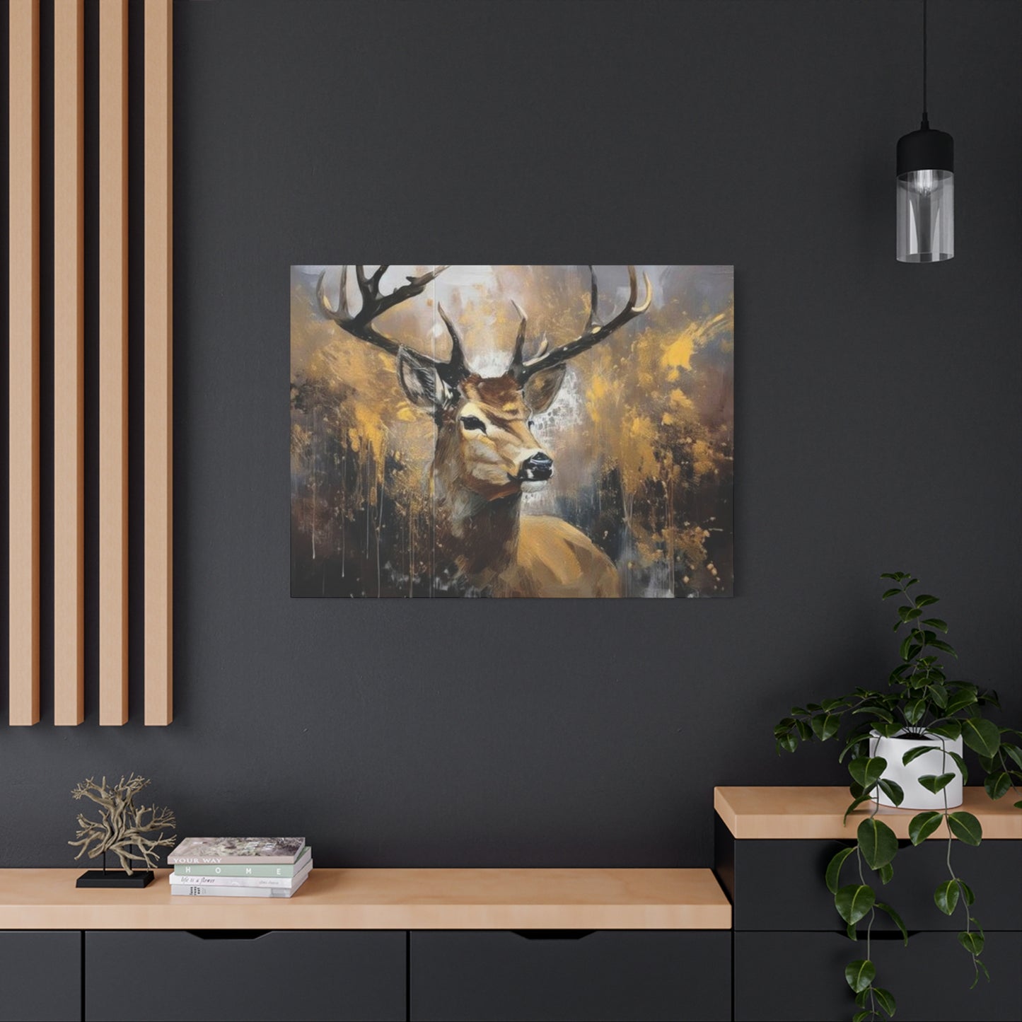 Reindeer Golden Painting Wall Art & Canvas Prints