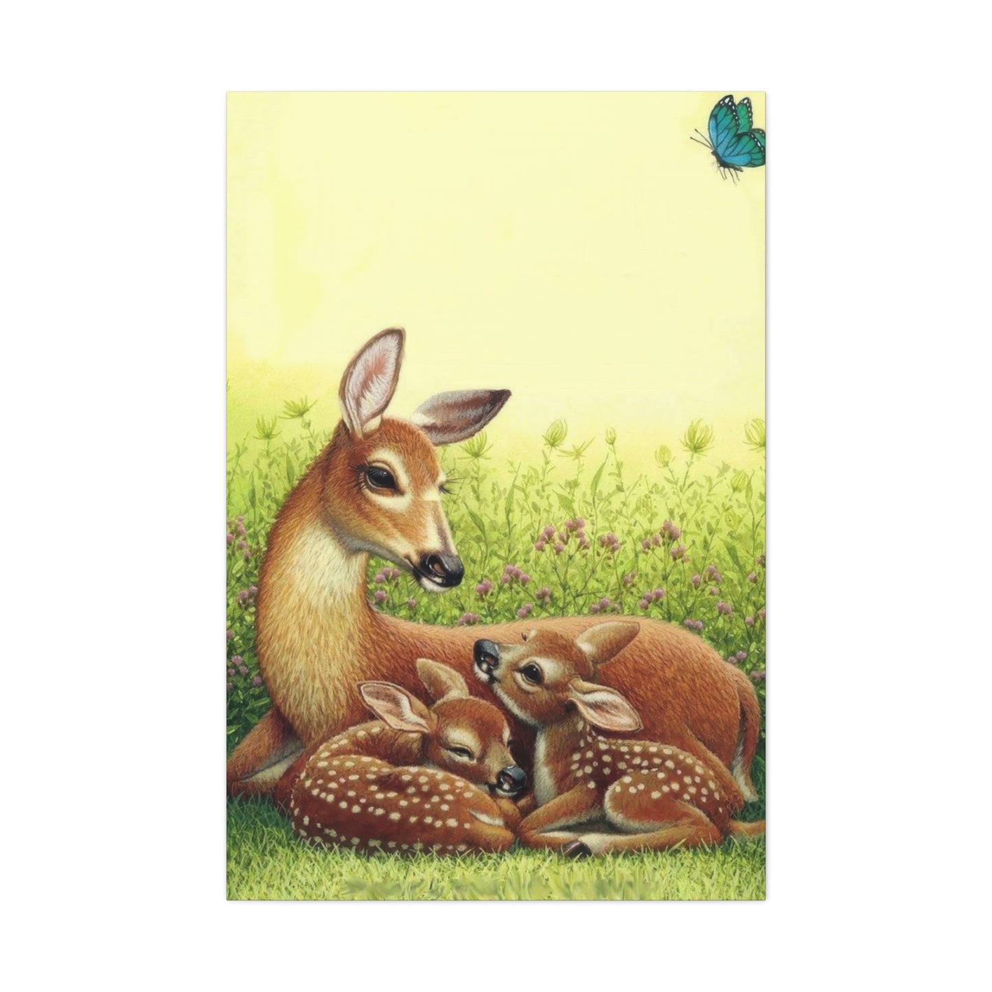 Deer With Its Babies Lying Wall Art & Canvas Prints