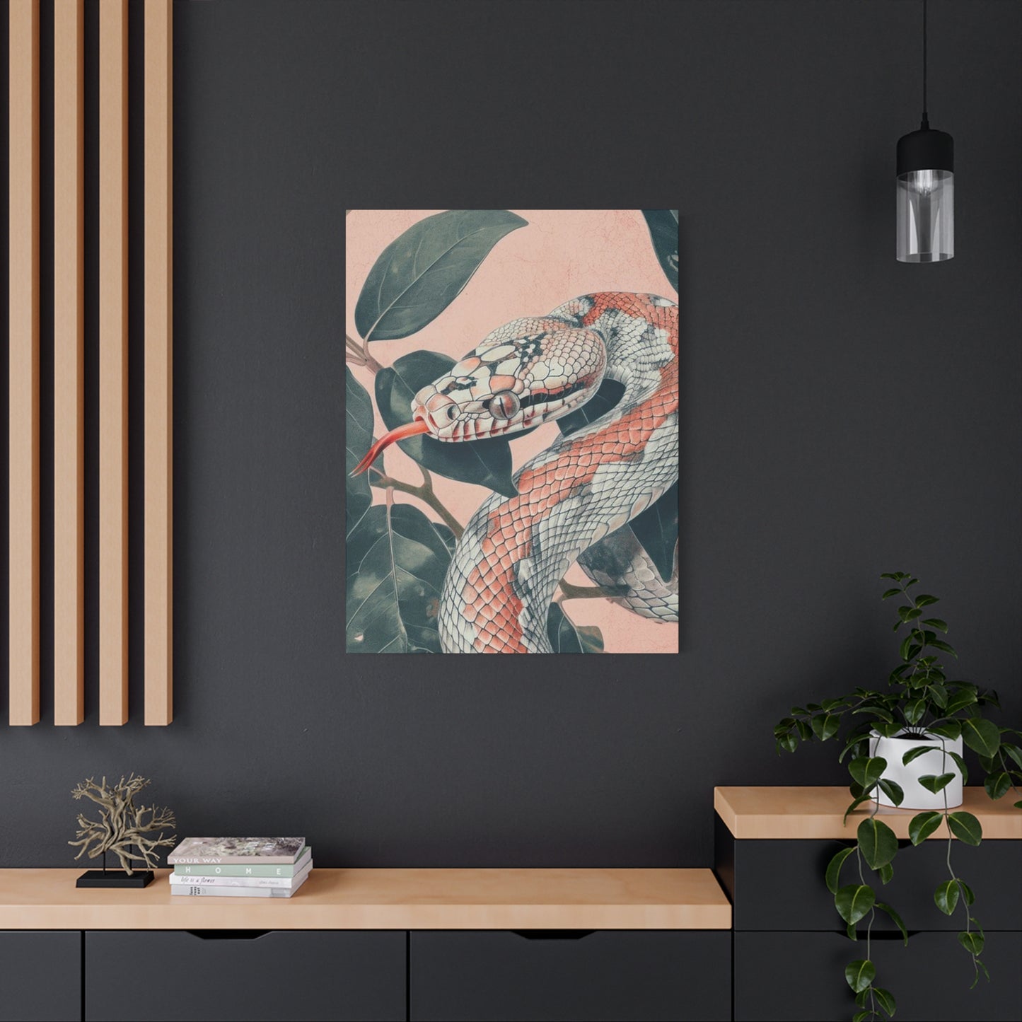 White And Pink Snake Wall Art & Canvas Prints