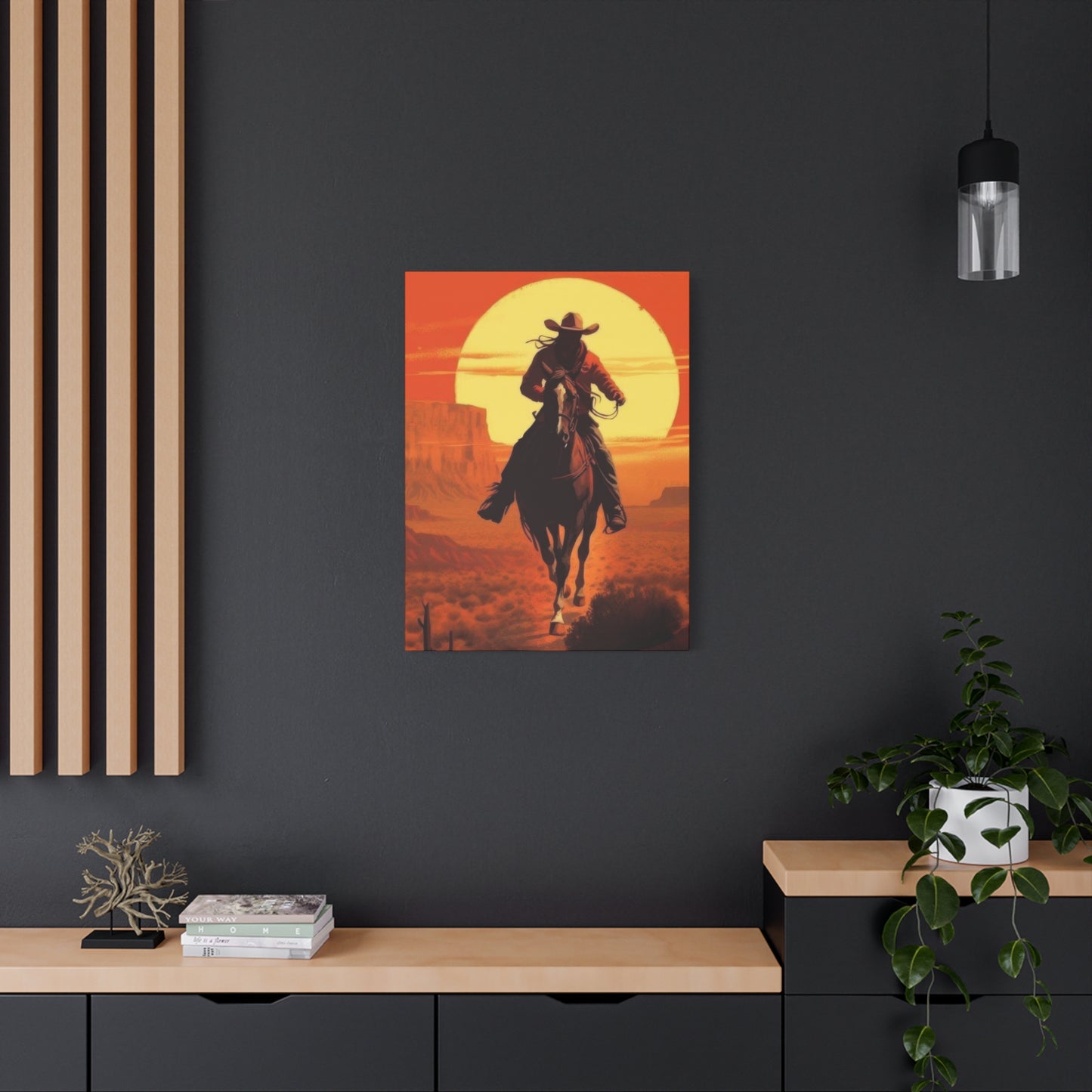 Cowboy Through Sunset Wall Art & Canvas Prints