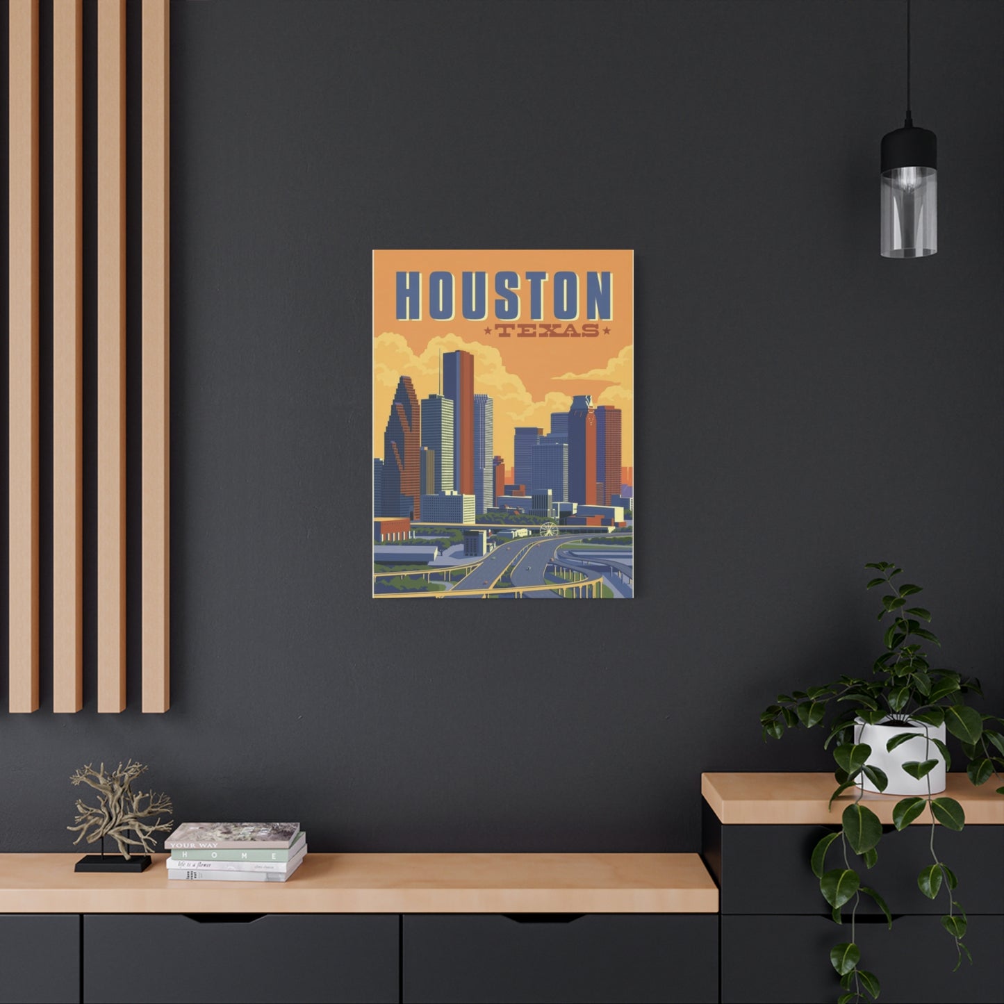 Houston Skyline Vintage Wall Art & Canvas Prints