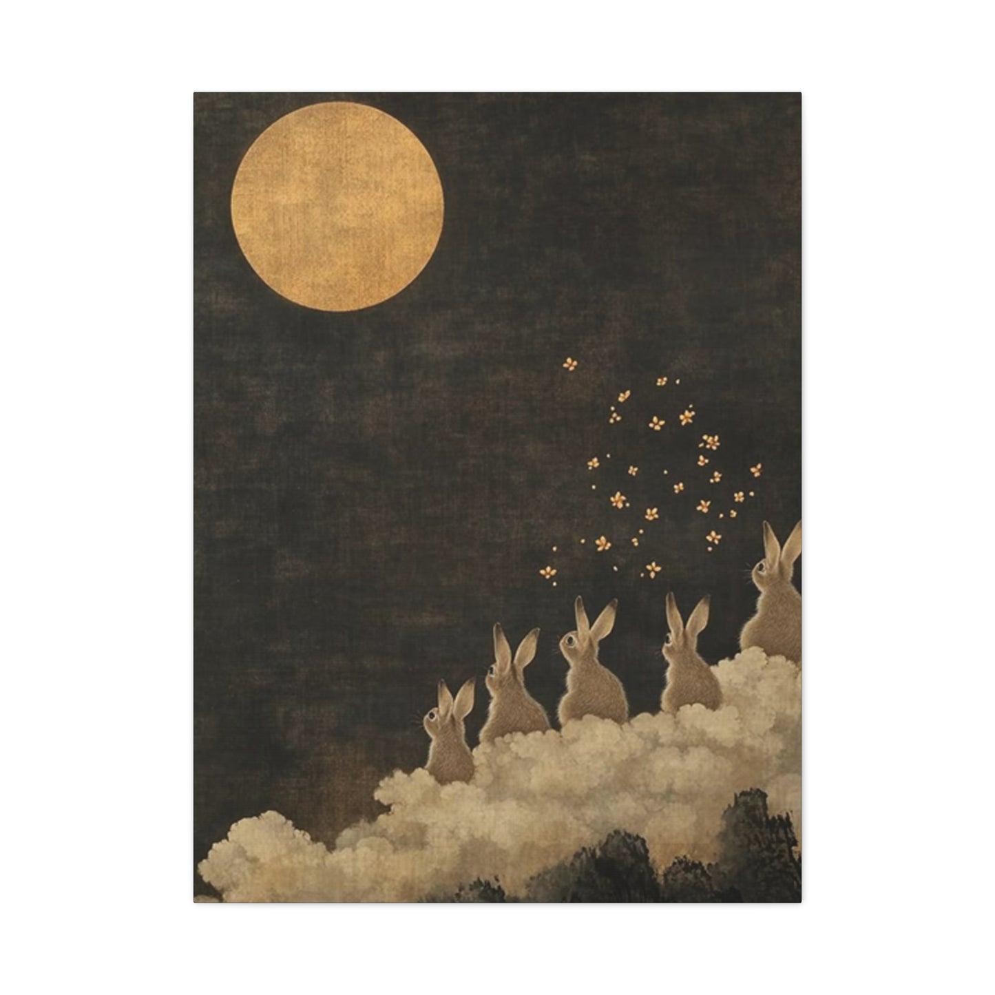 Moon & Rabbits Painting Wall Art & Canvas Prints