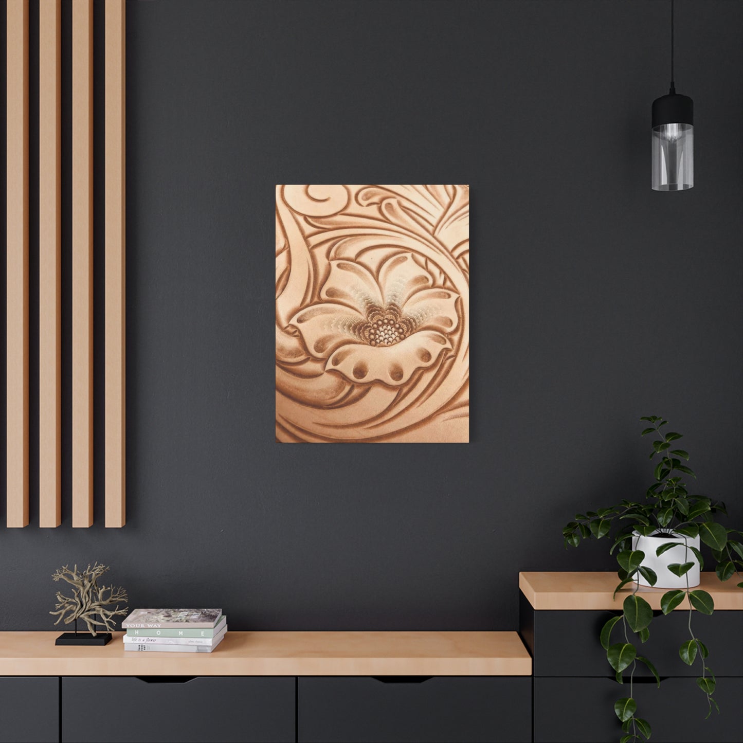 Flower On Leather Wall Art & Canvas Prints