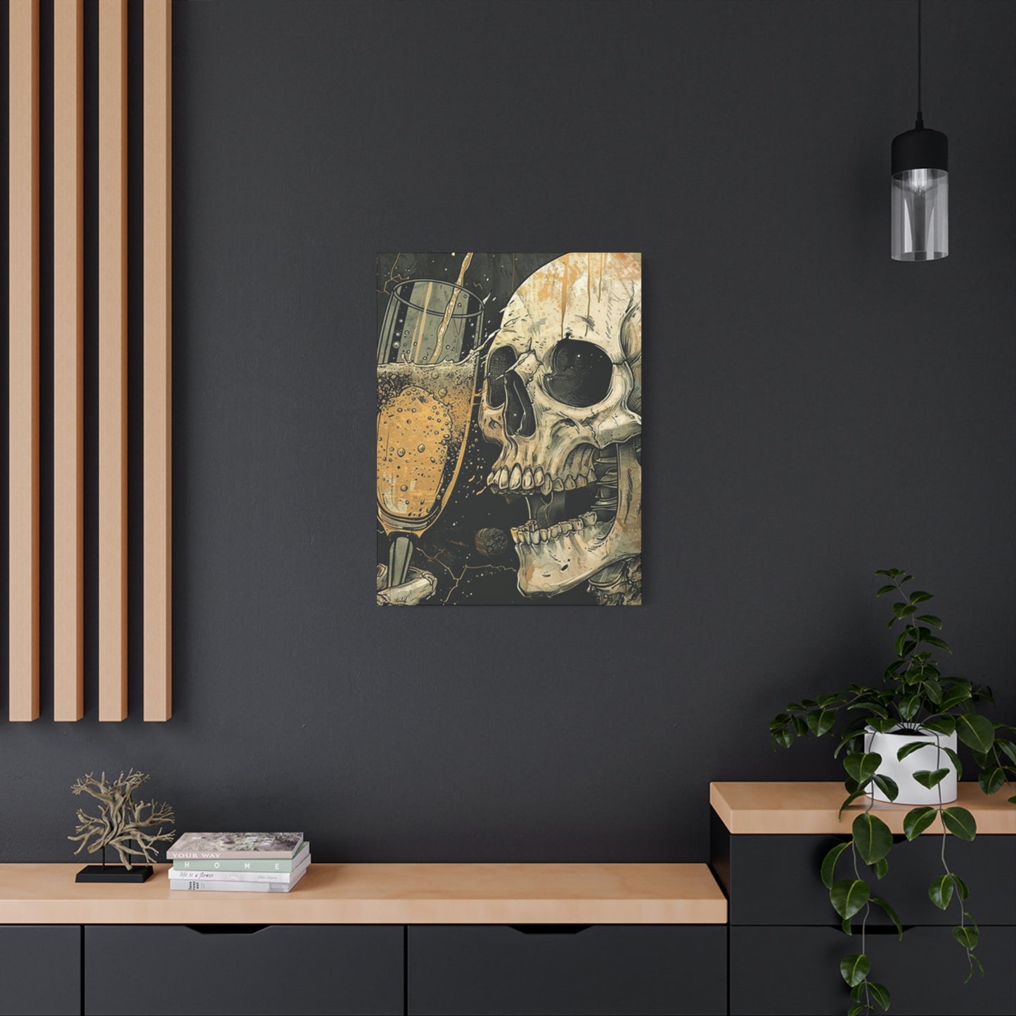 Skull Drinking Poster Wall Art & Canvas Prints