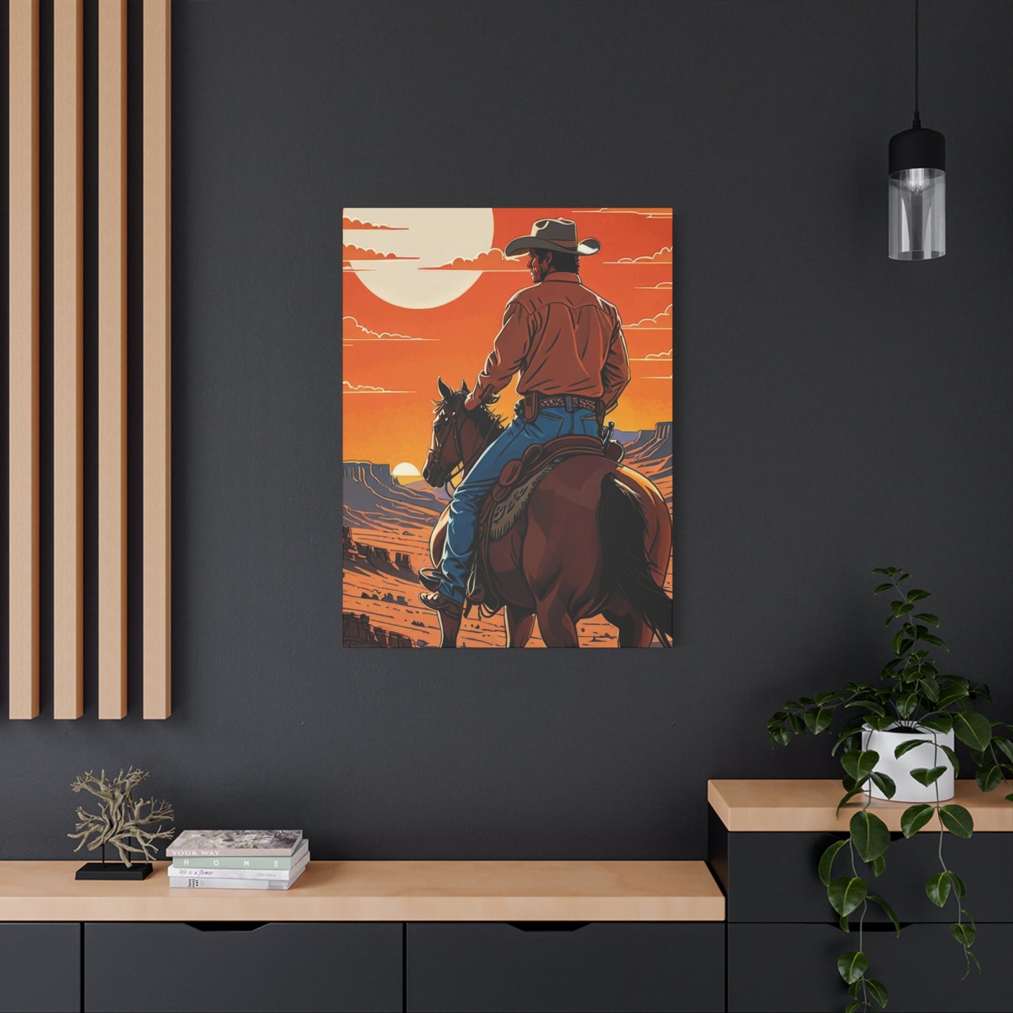 Cowboy In Sunset Wall Art & Canvas Prints