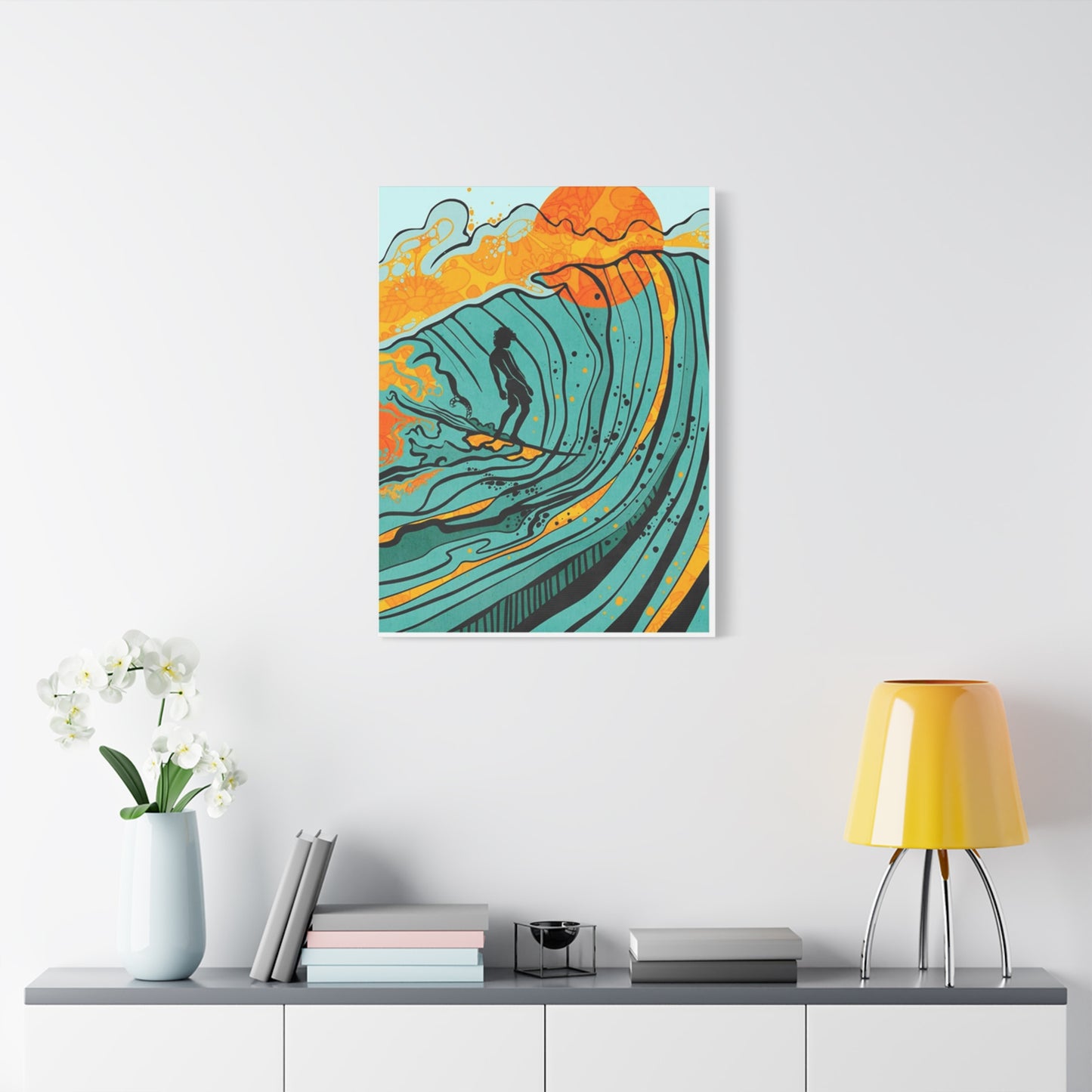 Surfing Drawing Wall Art & Canvas Prints