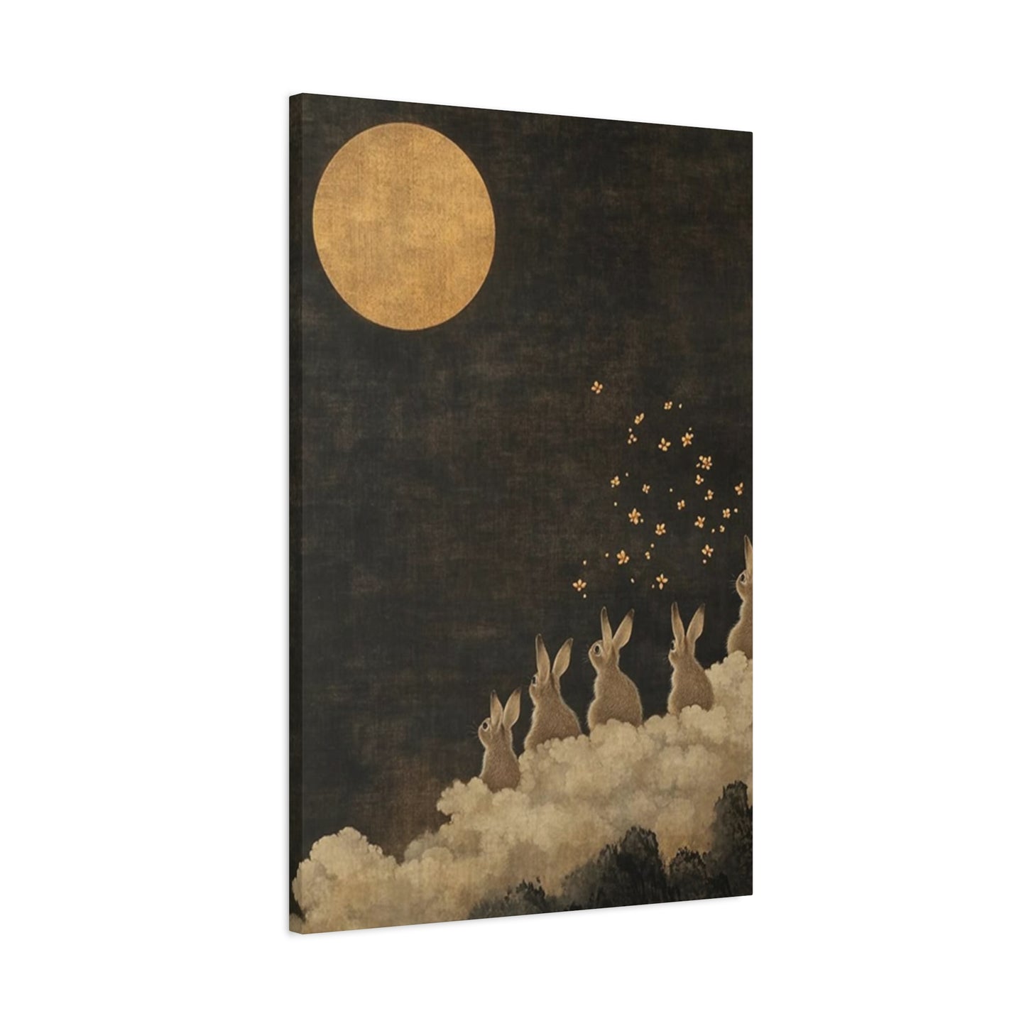 Moon & Rabbits Painting Wall Art & Canvas Prints