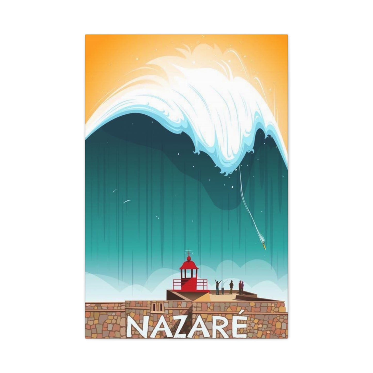 Nazare Surfing Painting Wall Art & Canvas Prints