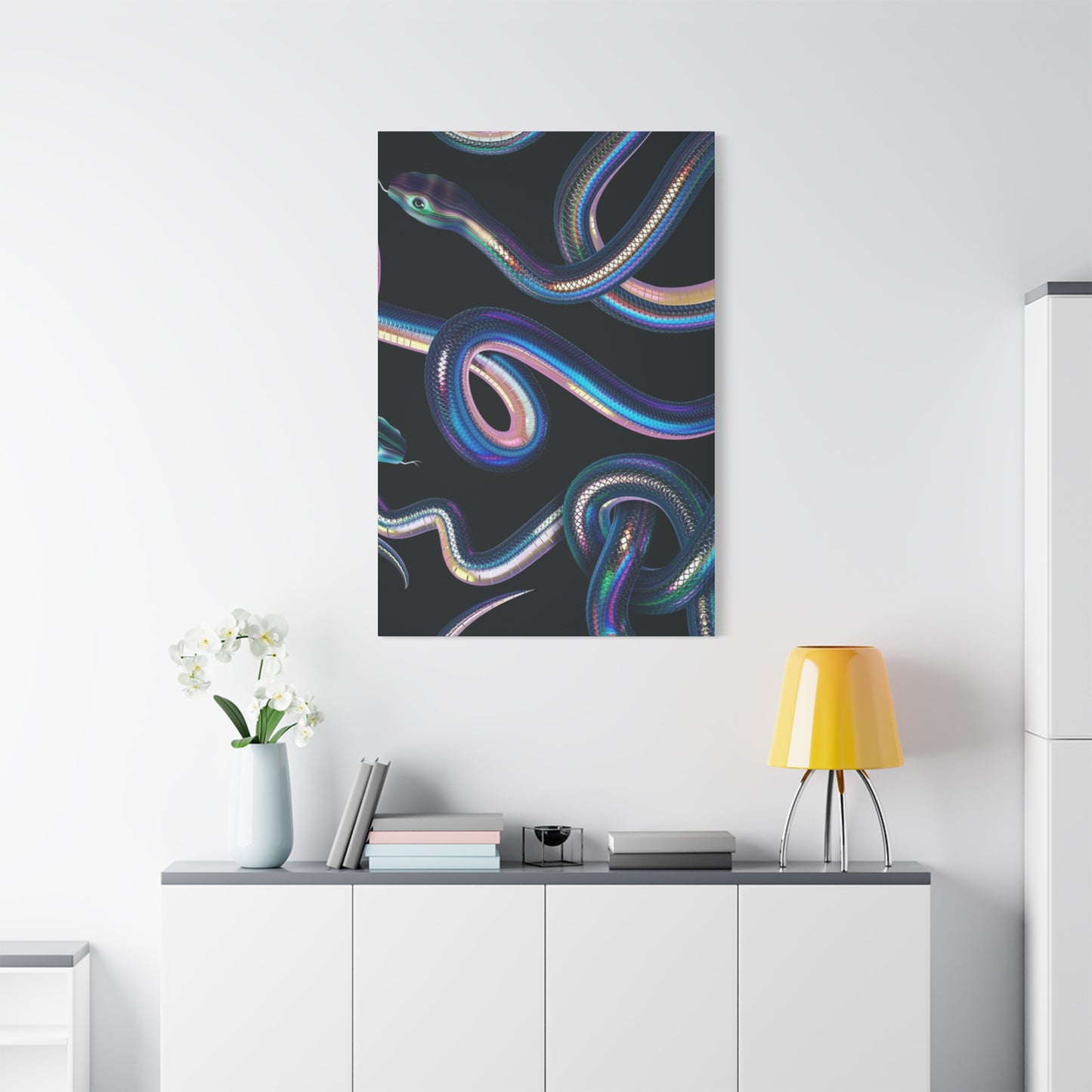 Snake On Black Canvas Wall Art & Canvas Prints