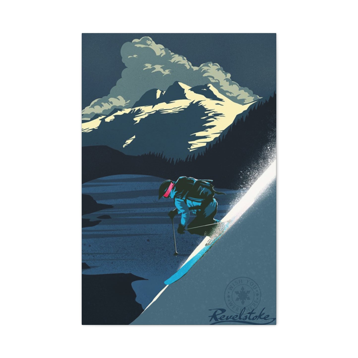 Skiing At Night Poster Wall Art & Canvas Prints