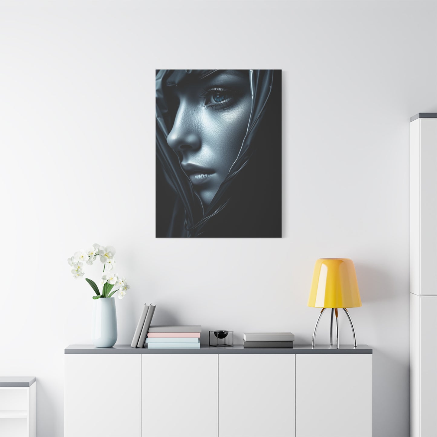 Vision Black, White & Blue Art Art Wall Art & Canvas Print
