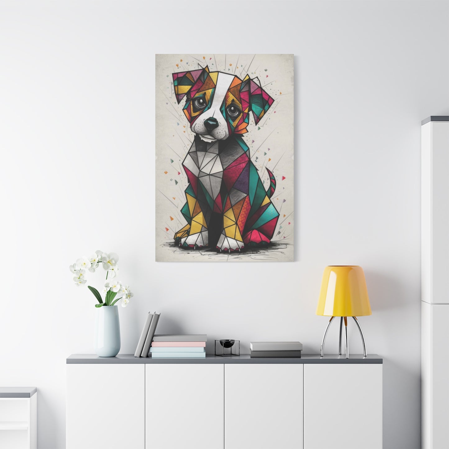 Cute Dog Cubism Wall Art & Canvas Prints