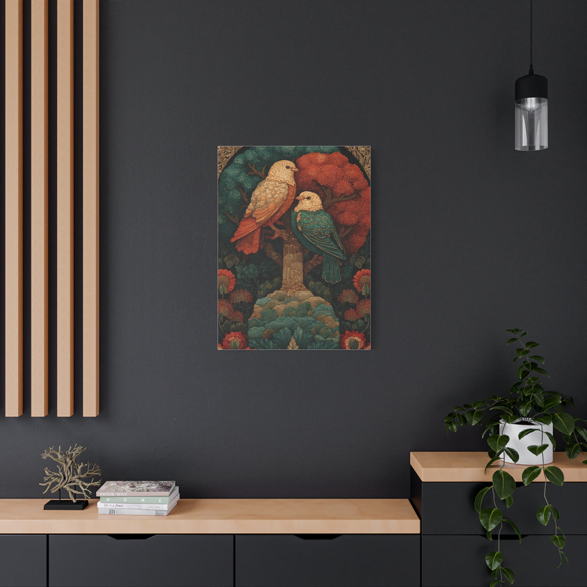 Folk Tree of Life Birds Wall Art & Canvas Print