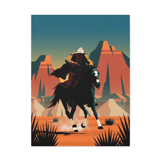 Cowboy On Galloping Horse Wall Art & Canvas Prints