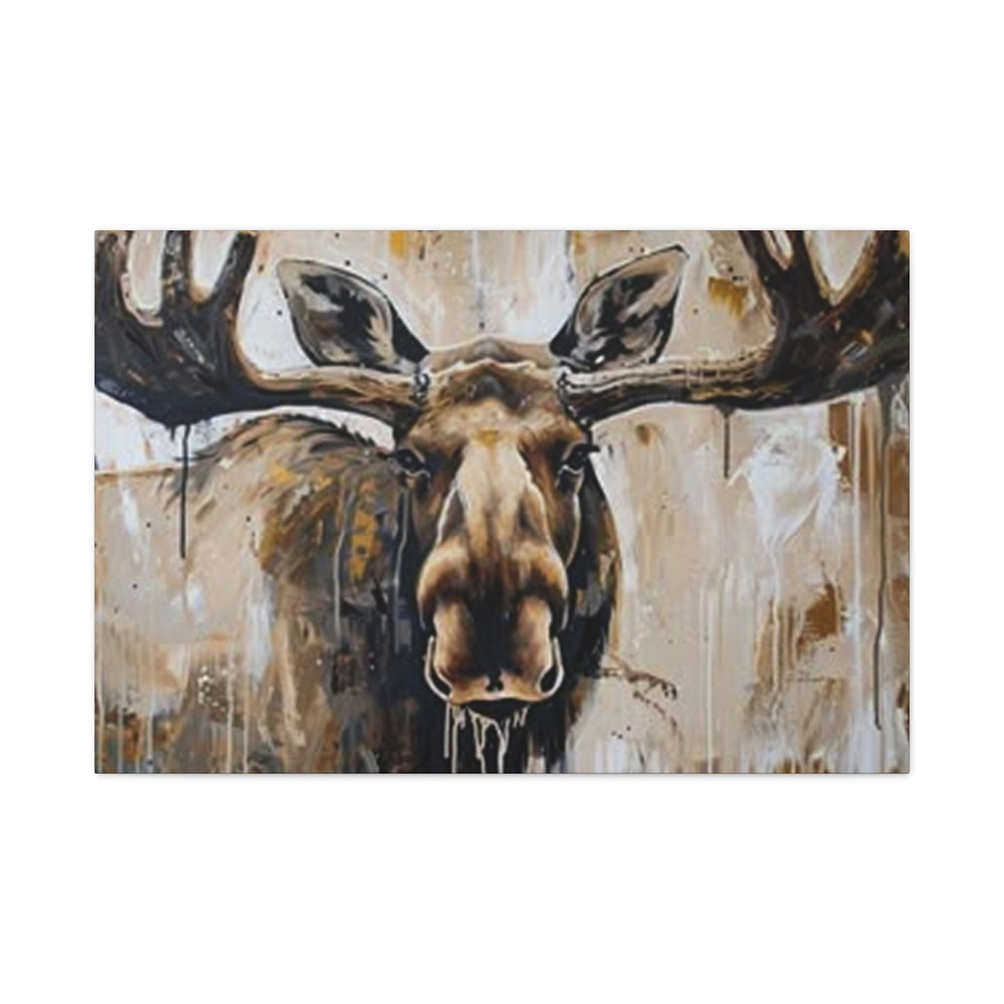 Scary Moose Wildlife Painting Wall Art & Canvas Prints