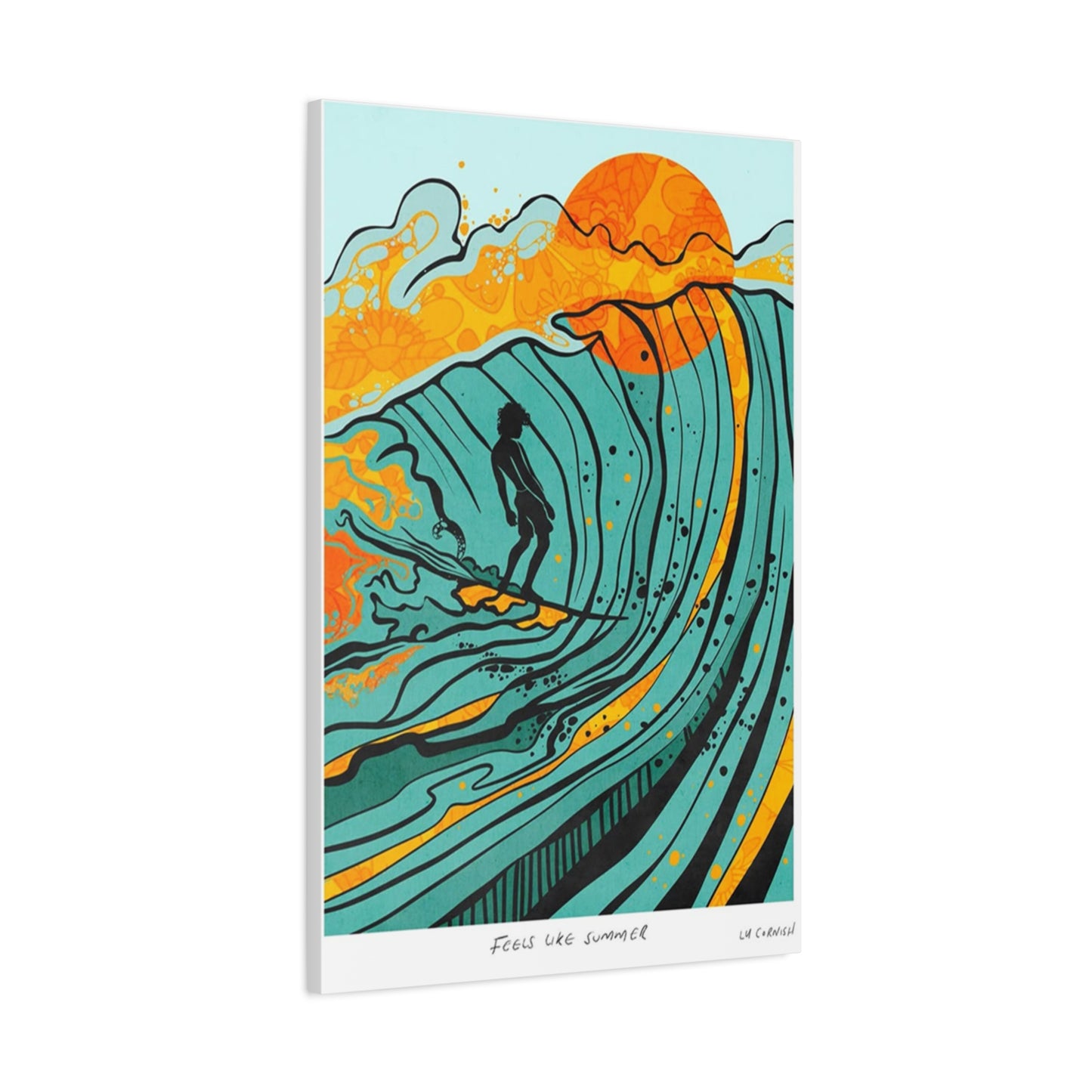 Surfing Drawing Wall Art & Canvas Prints
