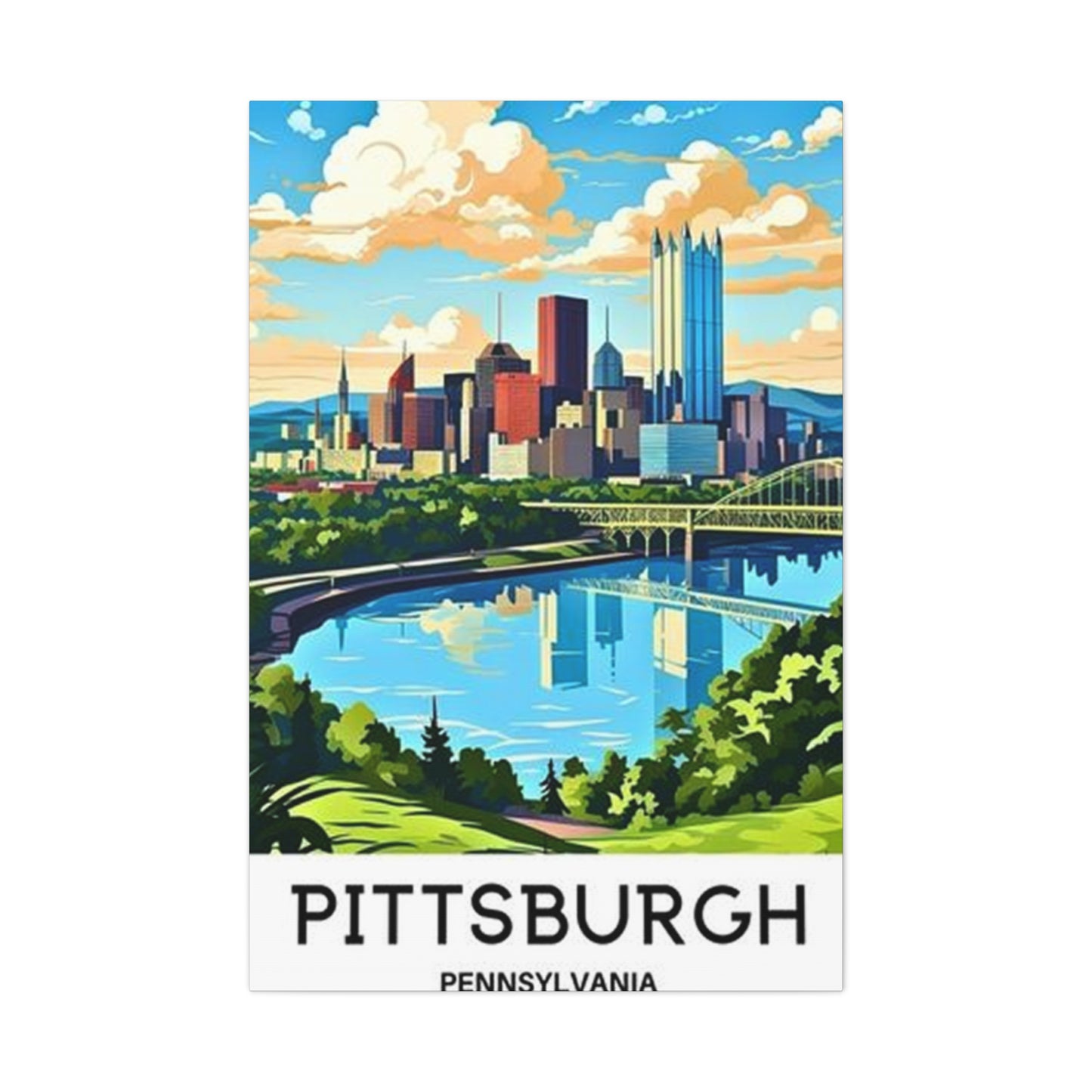 Sunny Sky Pittsburgh Poster Wall Art & Canvas Prints