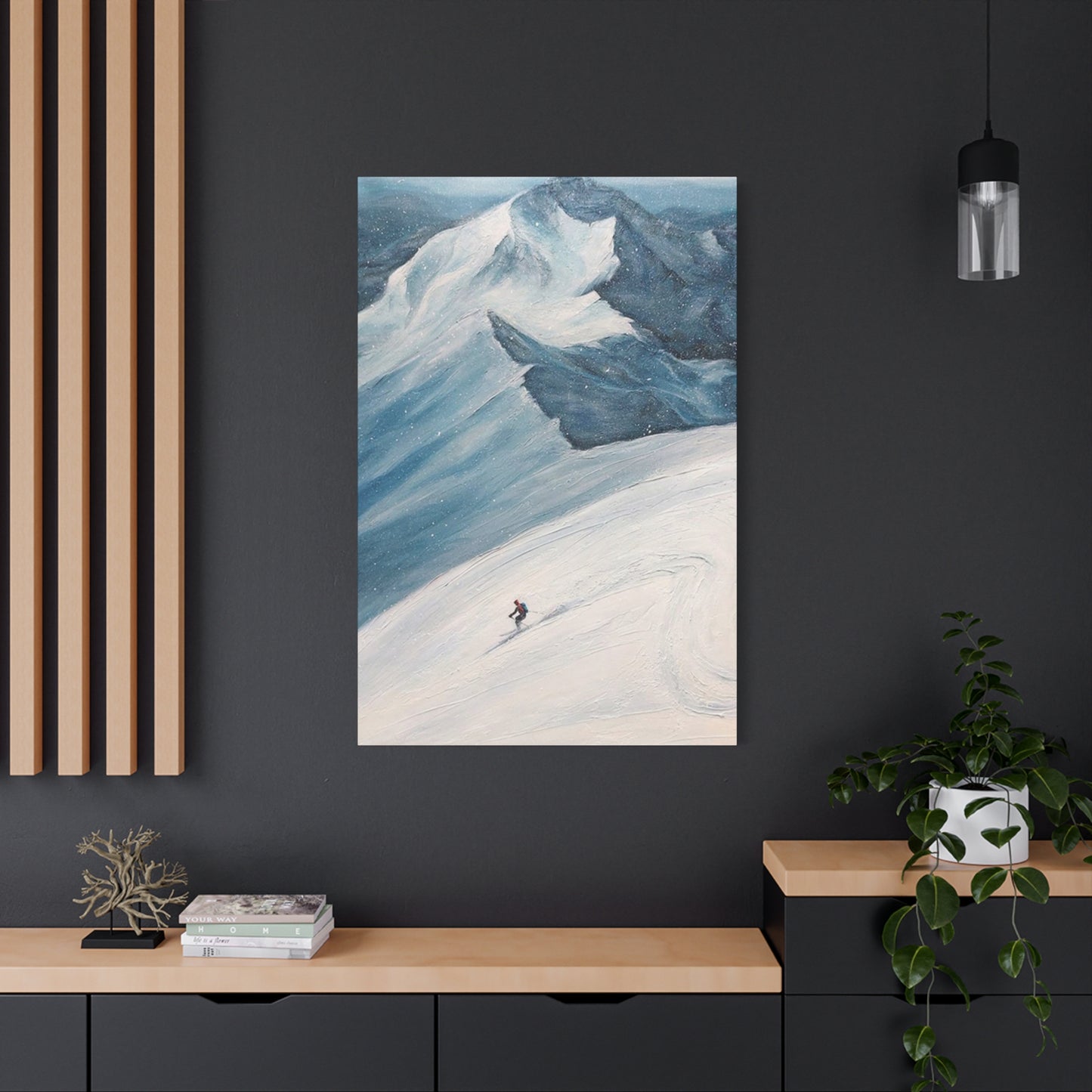 Skiing In Snowy Mountain Wall Art & Canvas Prints