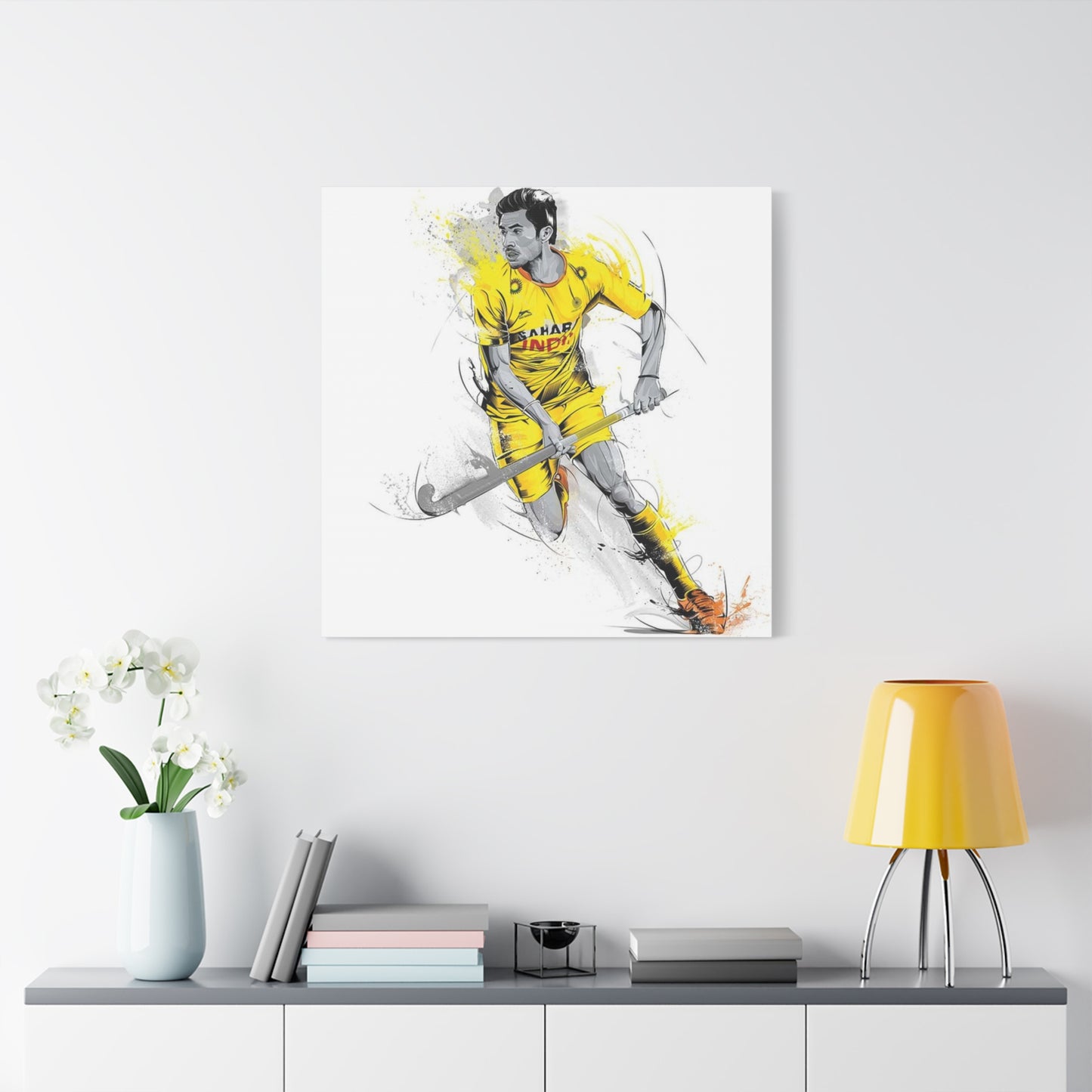 Indian Hockey Player Painting Wall Art & Canvas Prints