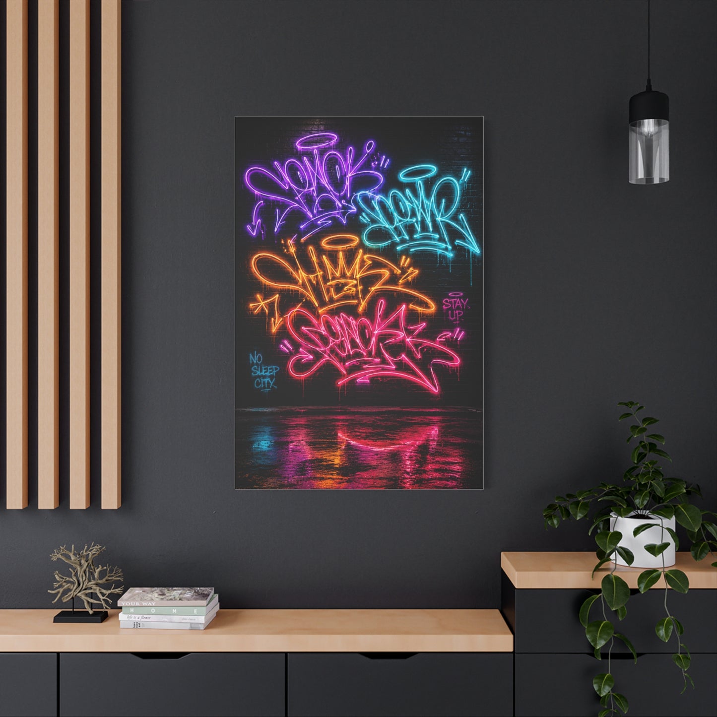 Neon Graffiti Tags Urban Glow Street Wall Art & Canvas Print