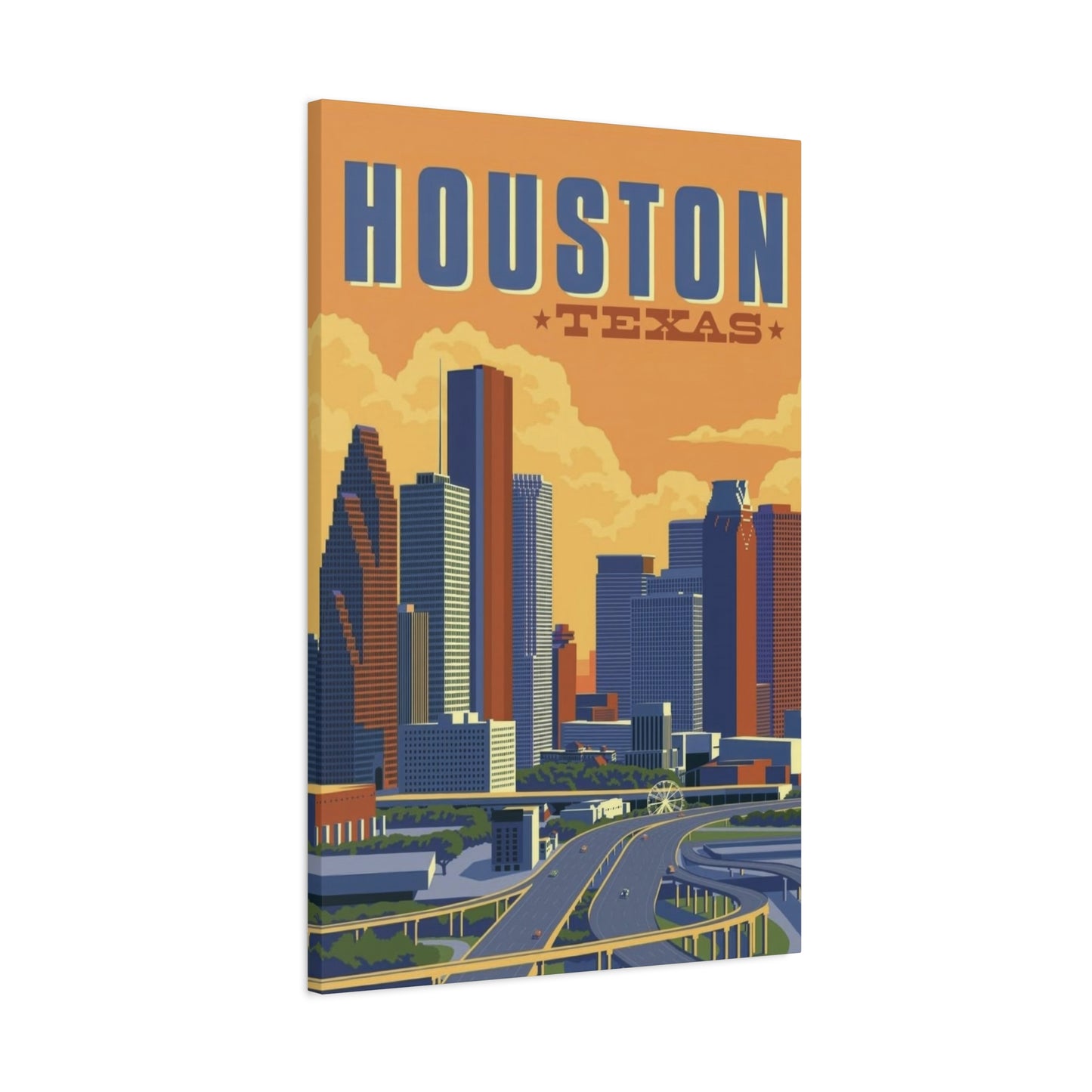 Houston Skyline Vintage Wall Art & Canvas Prints