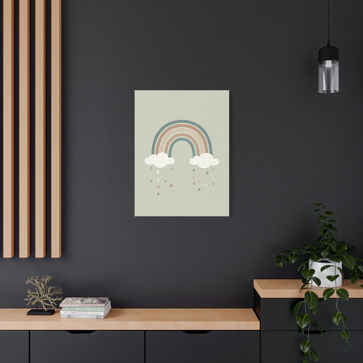 Pastel Rainbow & Clouds Nursery Wall Art & Canvas Print