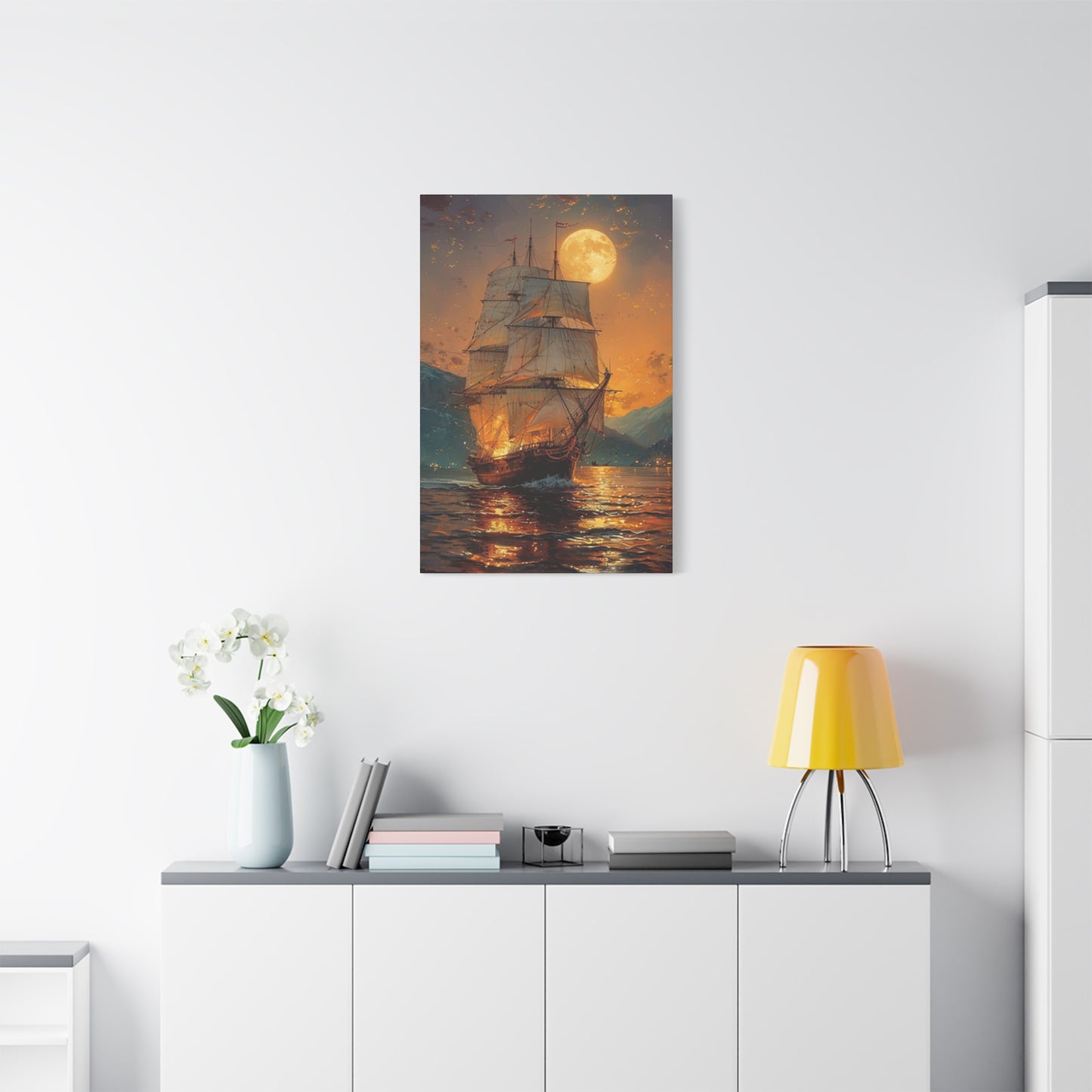 Ship Sailing In Evening Wall Art & Canvas Prints